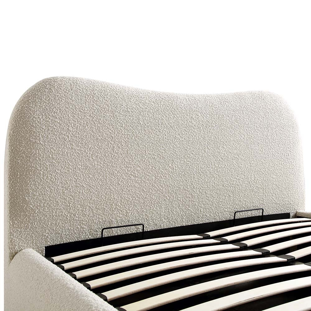 Egerie Curved Headboard Beige Boucle Ottoman Storage Bed - Image 10