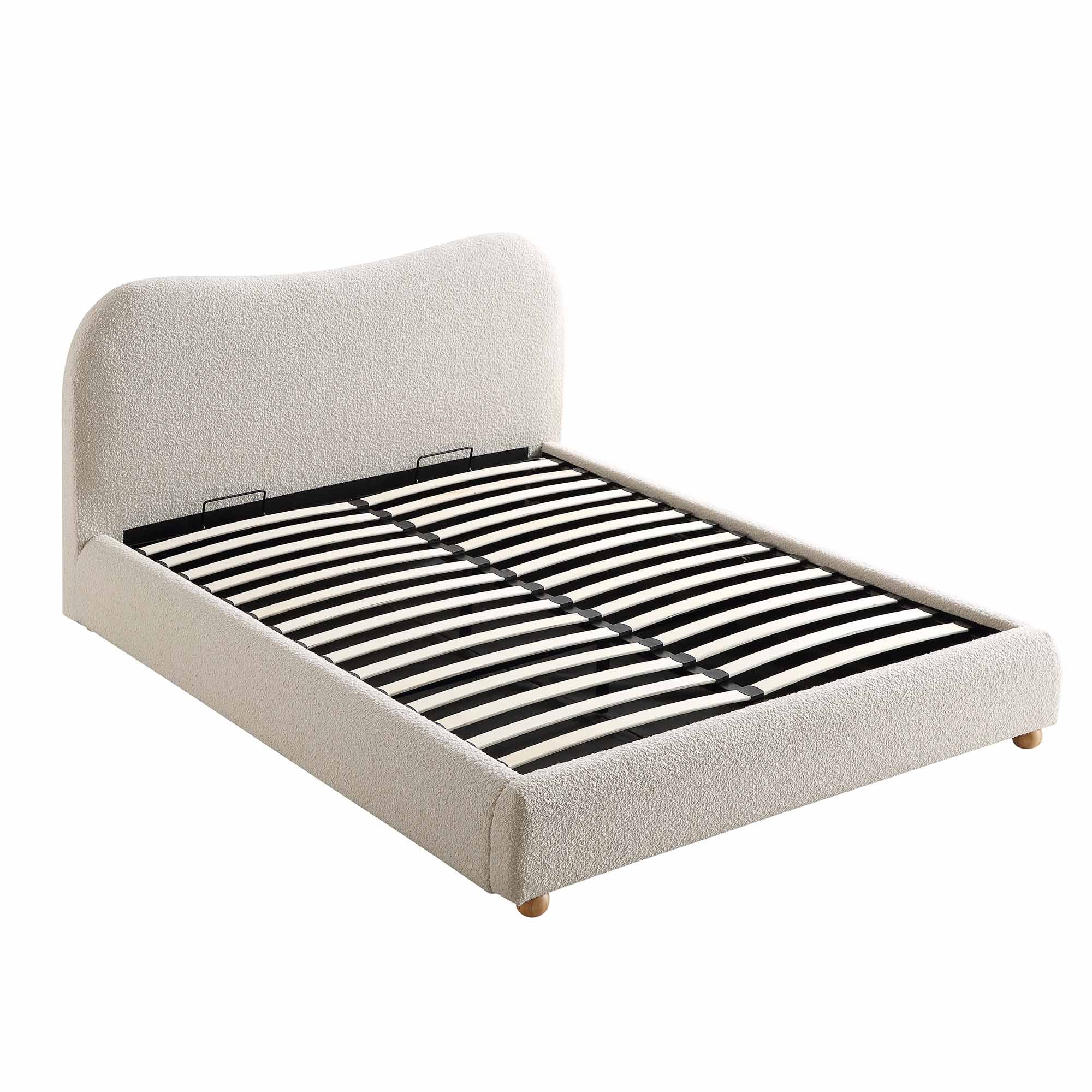 Egerie Curved Headboard Beige Boucle Ottoman Storage Bed - Image 8
