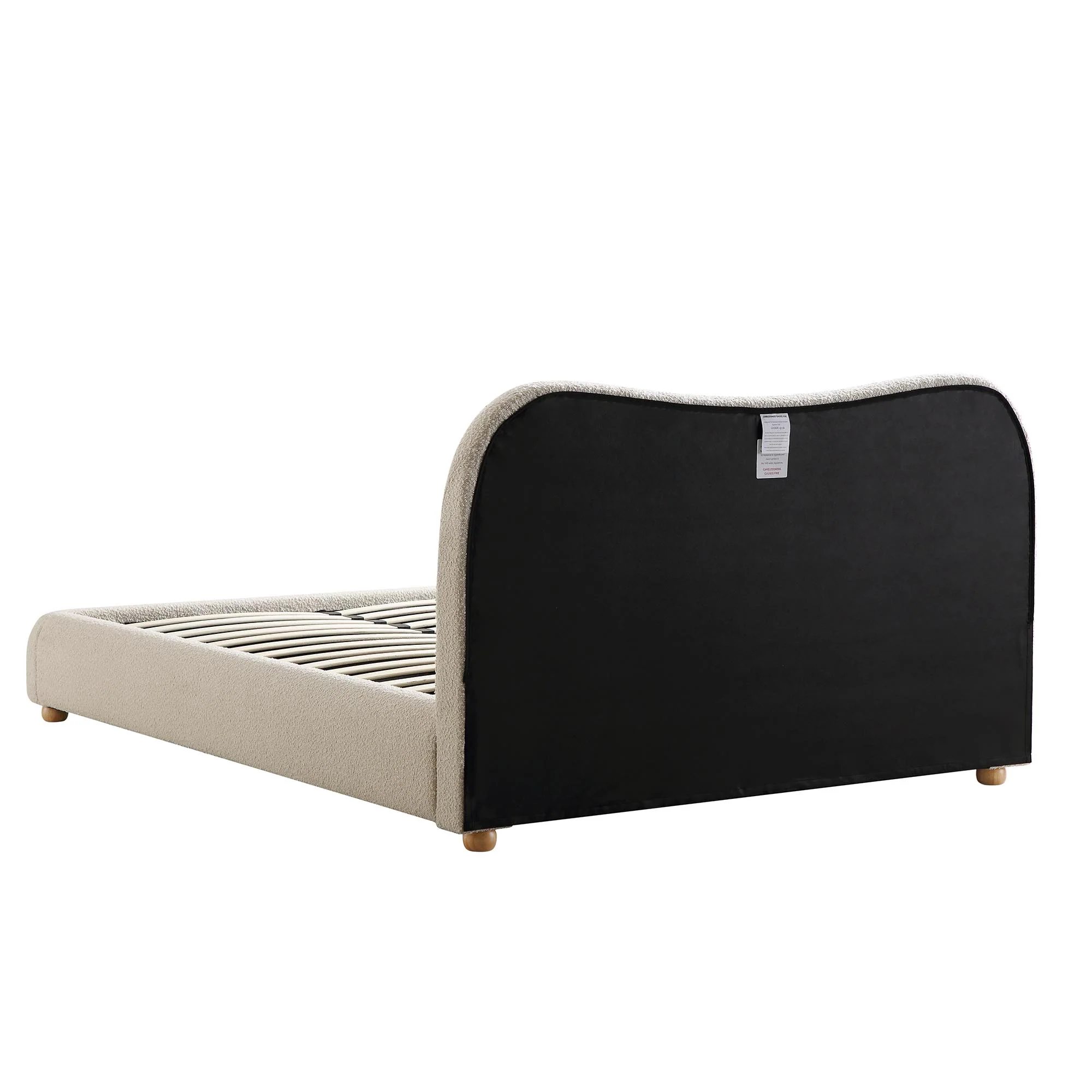 Egerie Curved Headboard Beige Boucle Ottoman Storage Bed - Image 9