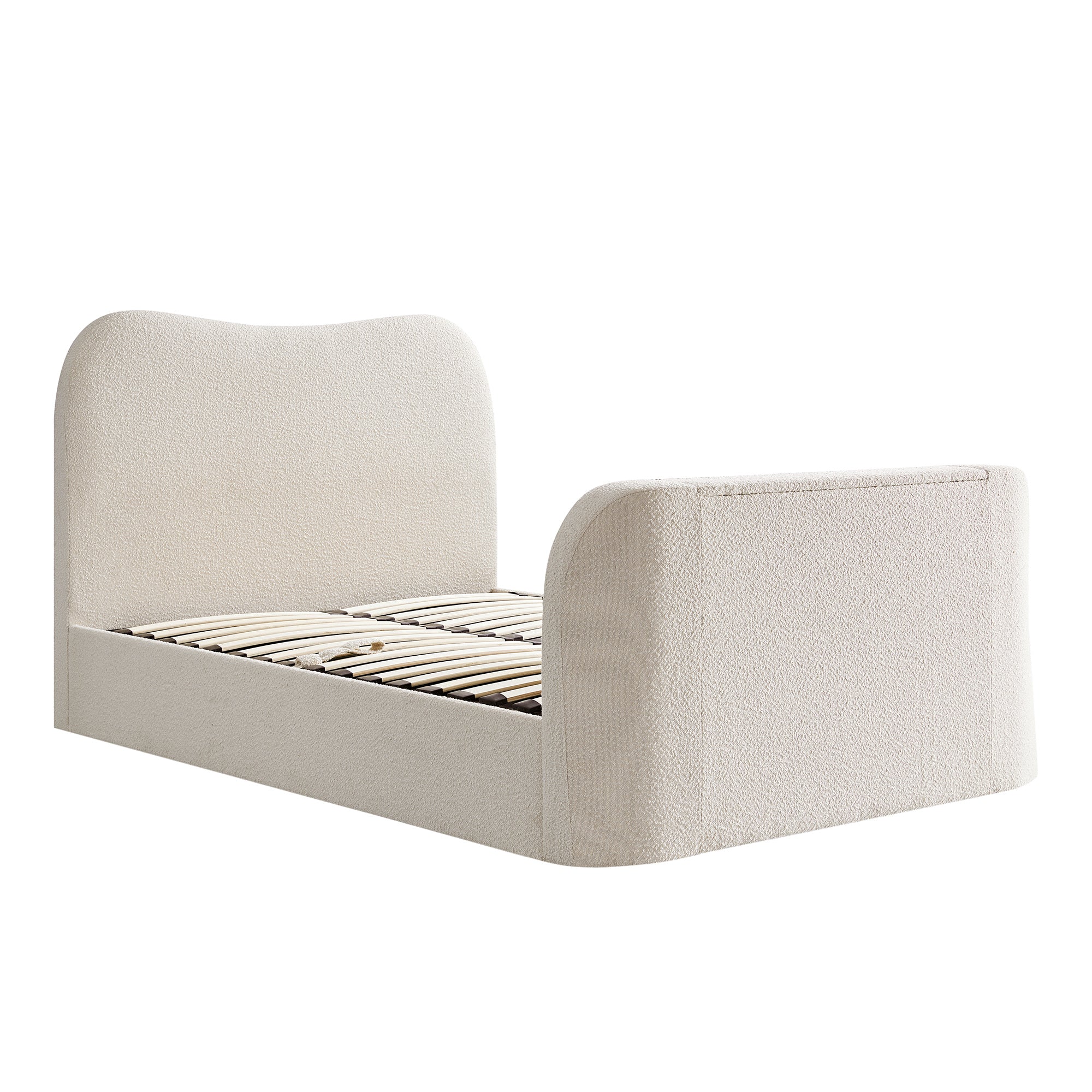 Egerie Curved Headboard Beige Boucle Ottoman TV Bed - Image 11