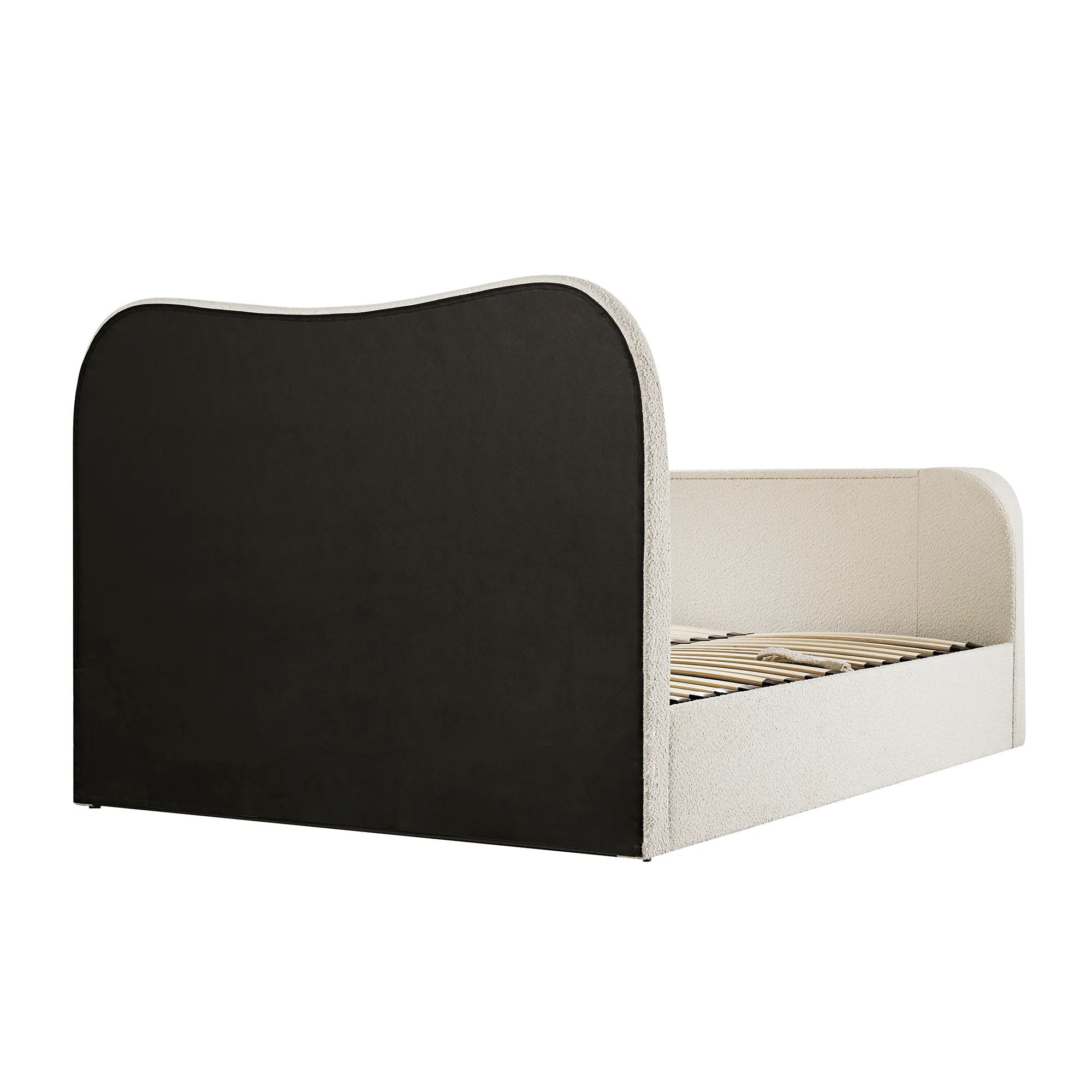 Egerie Curved Headboard Beige Boucle Ottoman TV Bed - Image 18