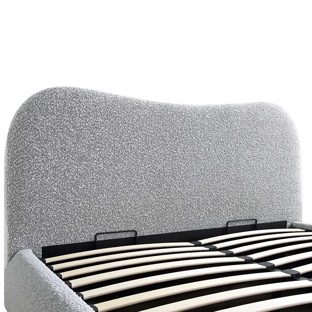 Egerie Curved Headboard Mist Grey Boucle Ottoman Storage Bed - Image 11