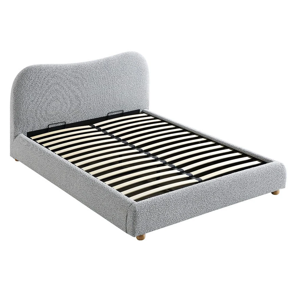 Egerie Curved Headboard Mist Grey Boucle Ottoman Storage Bed - Image 8