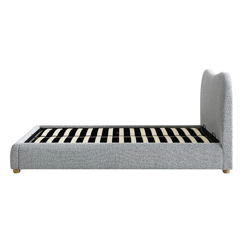 Egerie Curved Headboard Mist Grey Boucle Ottoman Storage Bed - Image 9