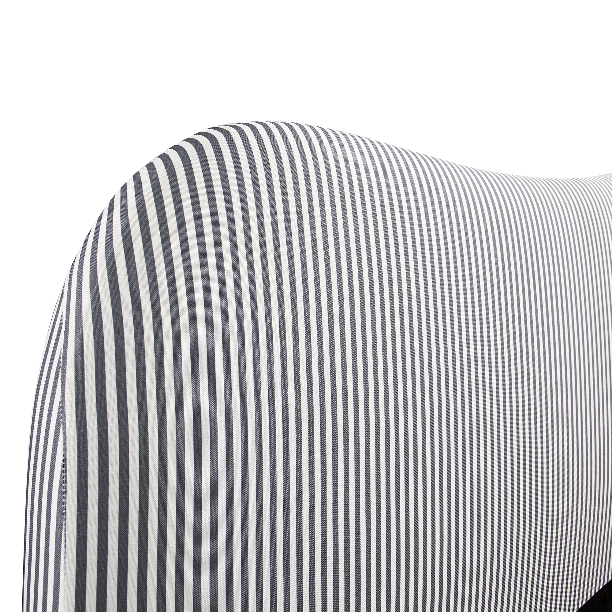Egerie Curved Headboard Slate Blue Striped Fabric Ottoman Storage Bed - Image 15