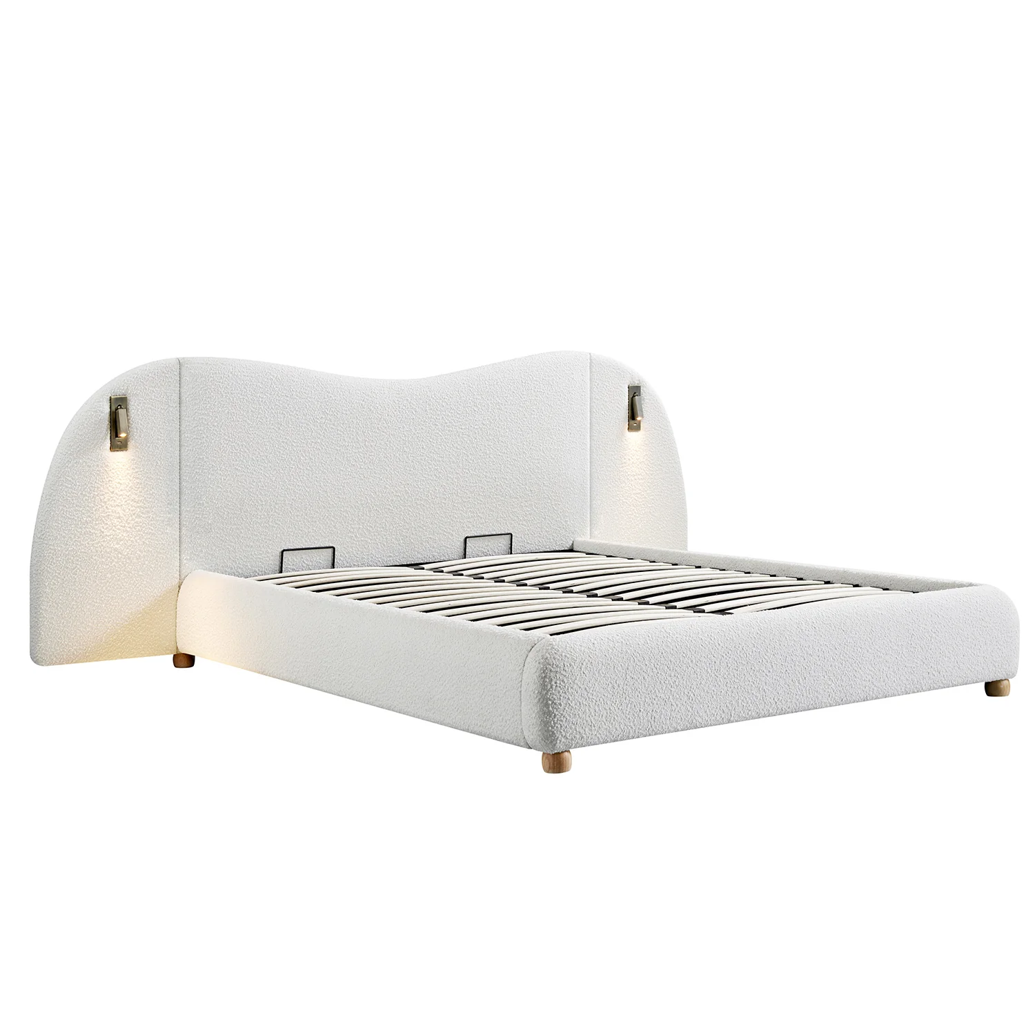 Egerie Extended Headboard Ottoman Storage Bed, Beige Boucle - Image 12