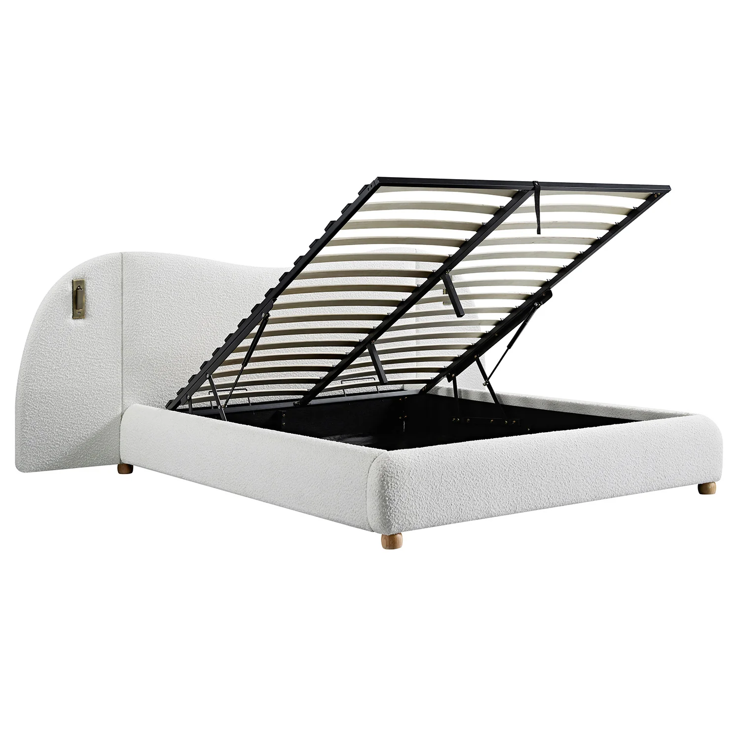 Egerie Extended Headboard Ottoman Storage Bed, Beige Boucle - Image 16