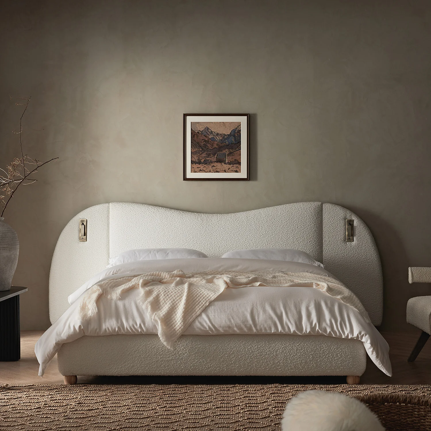 Egerie Extended Headboard Ottoman Storage Bed, Beige Boucle - Image 5