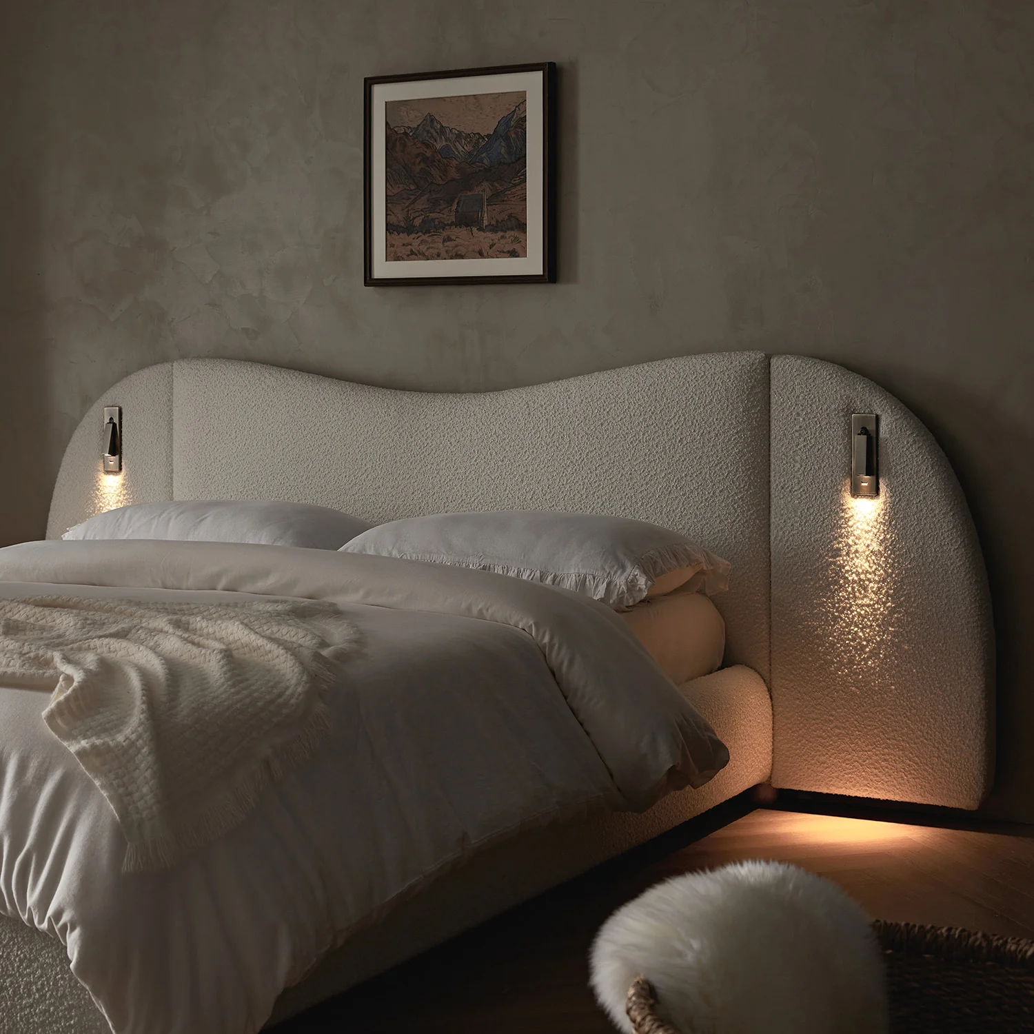 Egerie Extended Headboard Ottoman Storage Bed, Beige Boucle - Image 8