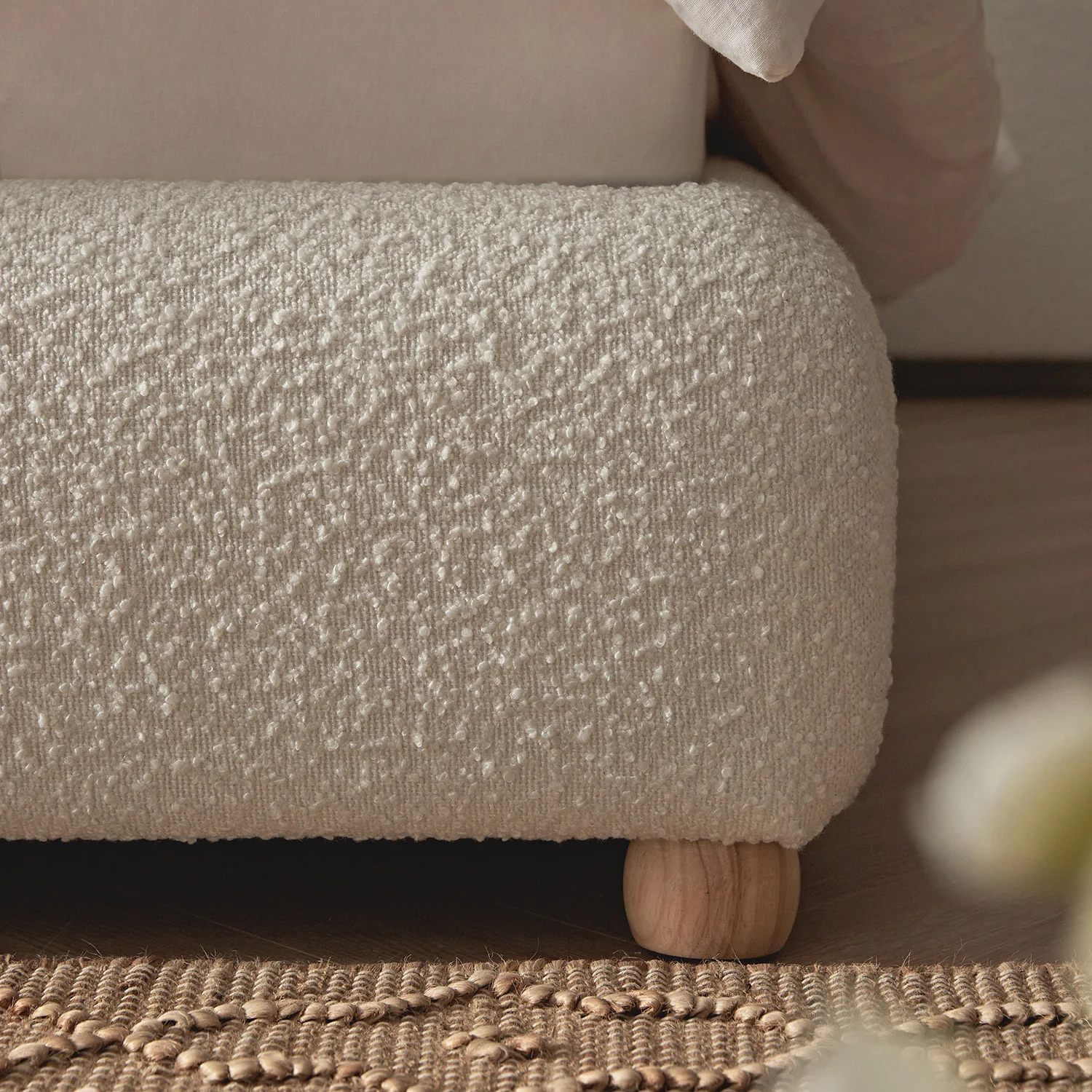 Egerie Extended Headboard Ottoman Storage Bed, Beige Boucle - Image 9