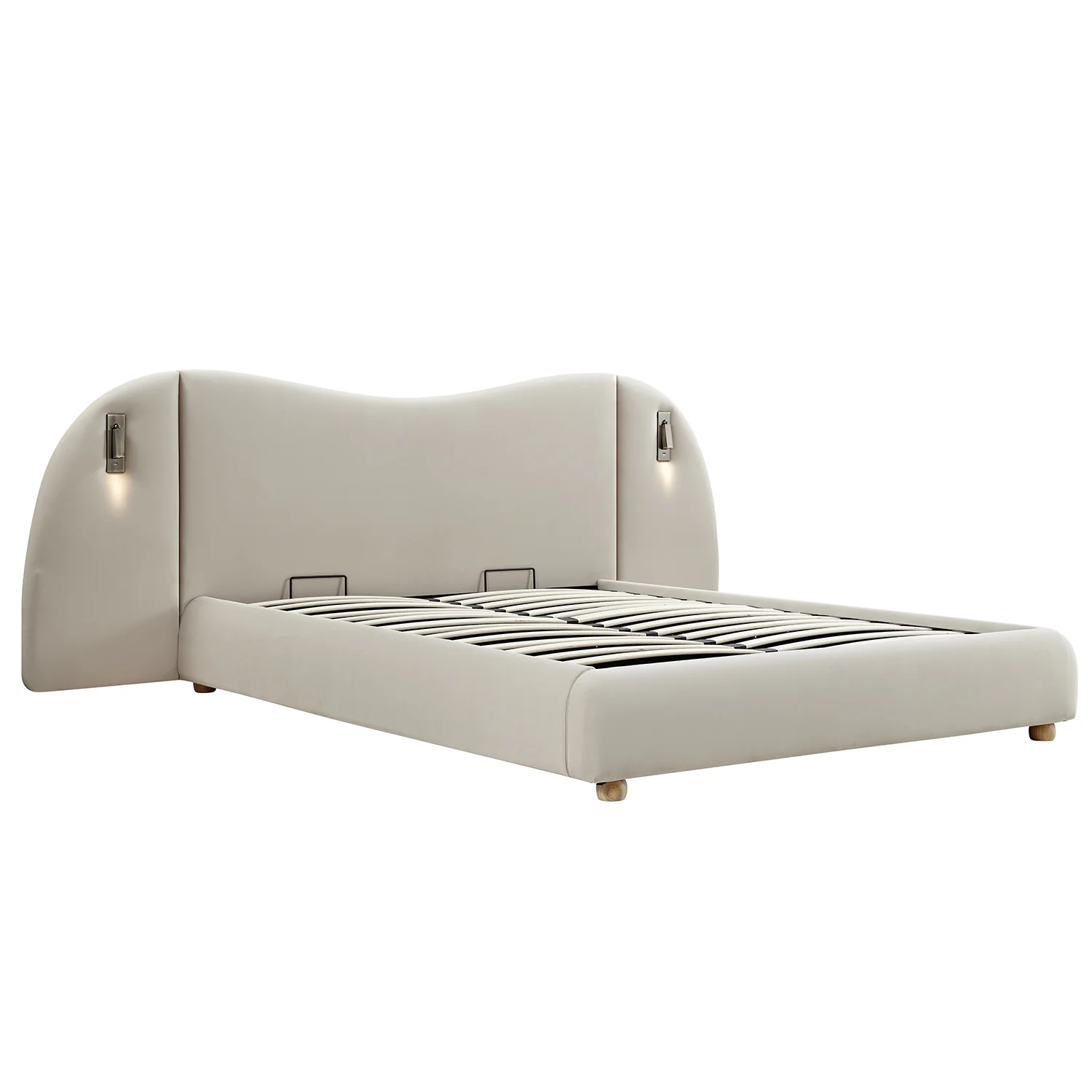 Egerie Extended Headboard Ottoman Storage Bed, Champagne Velvet - Image 2