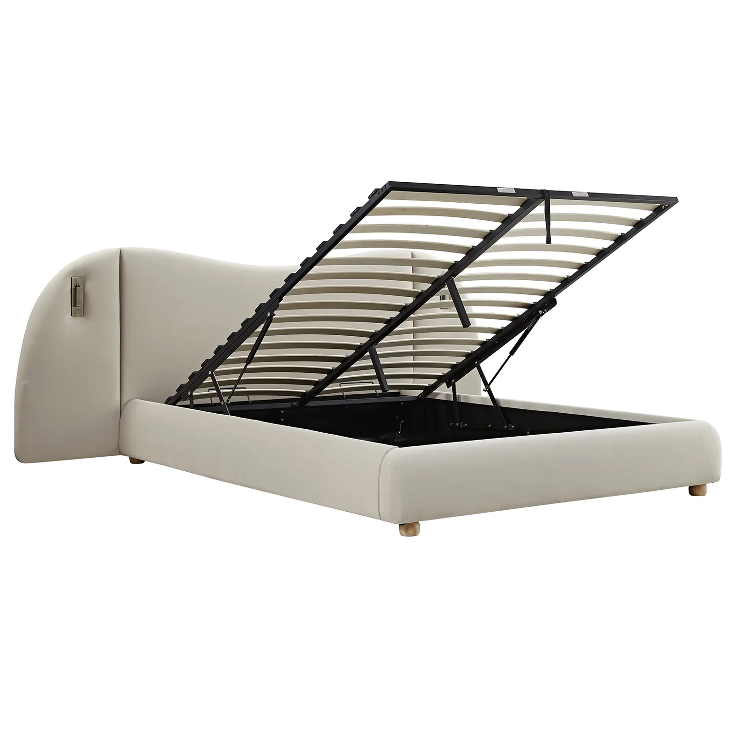 Egerie Extended Headboard Ottoman Storage Bed, Champagne Velvet - Image 5