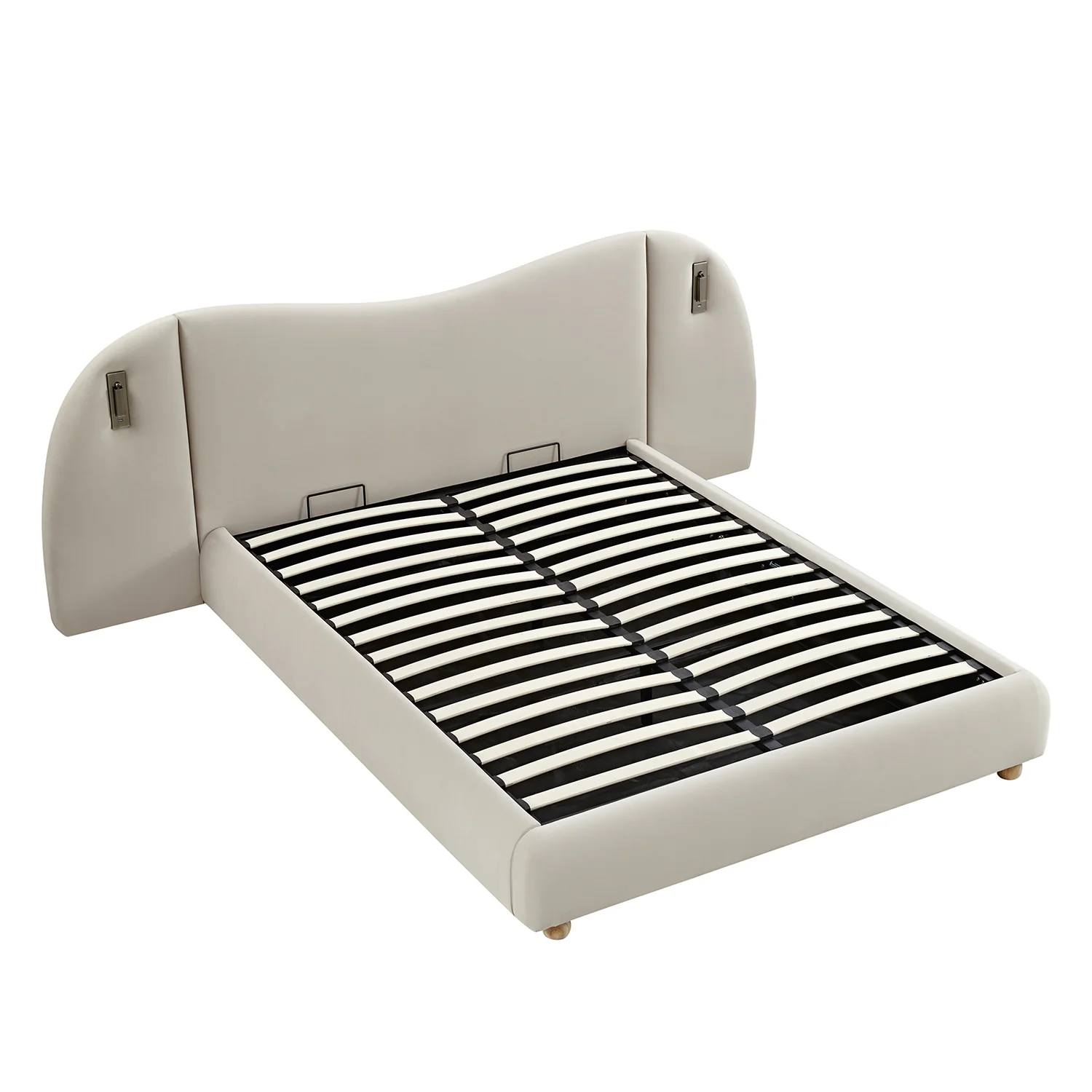 Egerie Extended Headboard Ottoman Storage Bed, Champagne Velvet - Image 6