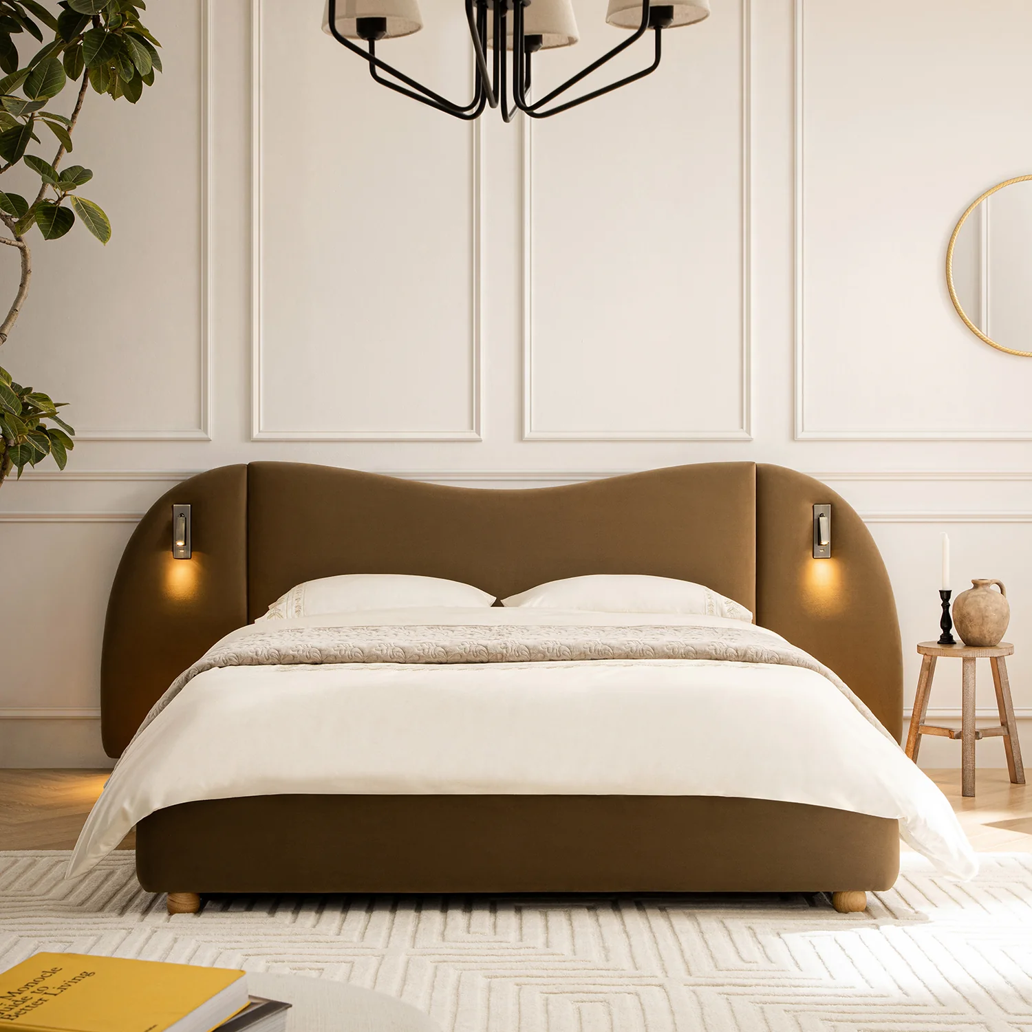Egerie Extended Headboard Ottoman Storage Bed, Hazel Velvet - Image 2