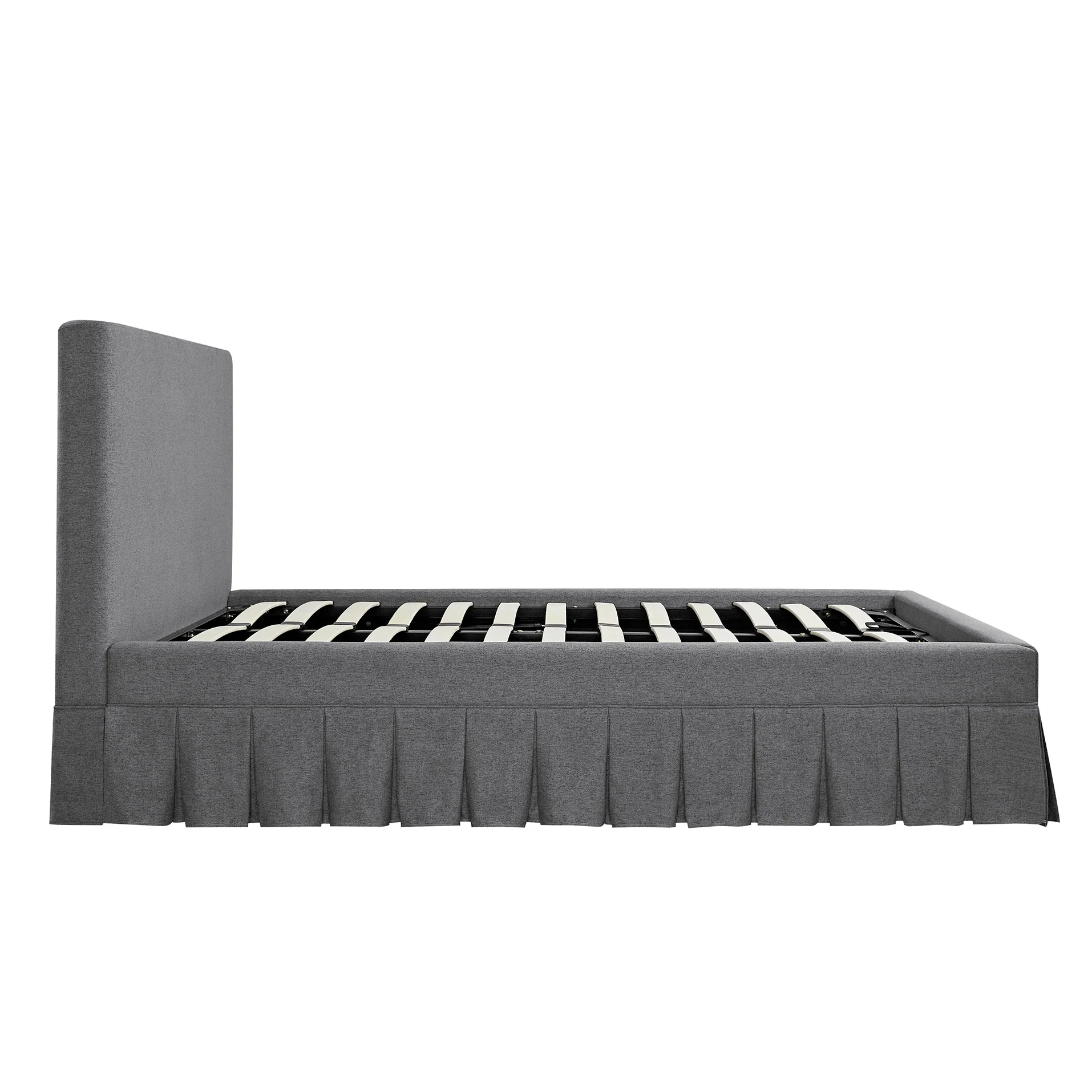 Egerton Box-Pleat Ottoman Storage Bed, Charcoal Brushed Fabric - Image 12