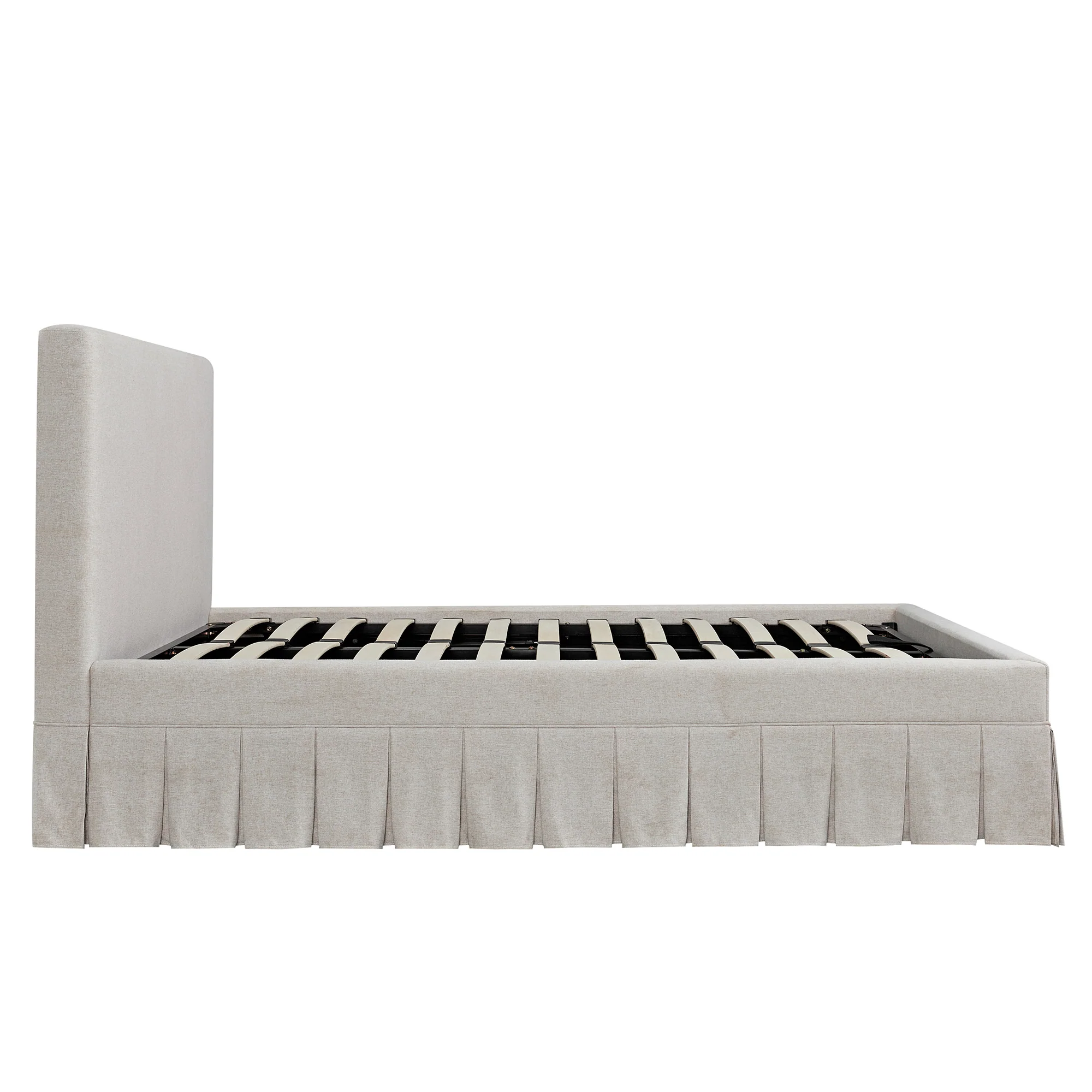 Egerton Box-Pleat Ottoman Storage Bed, Oatmeal Brushed Fabric - Image 15