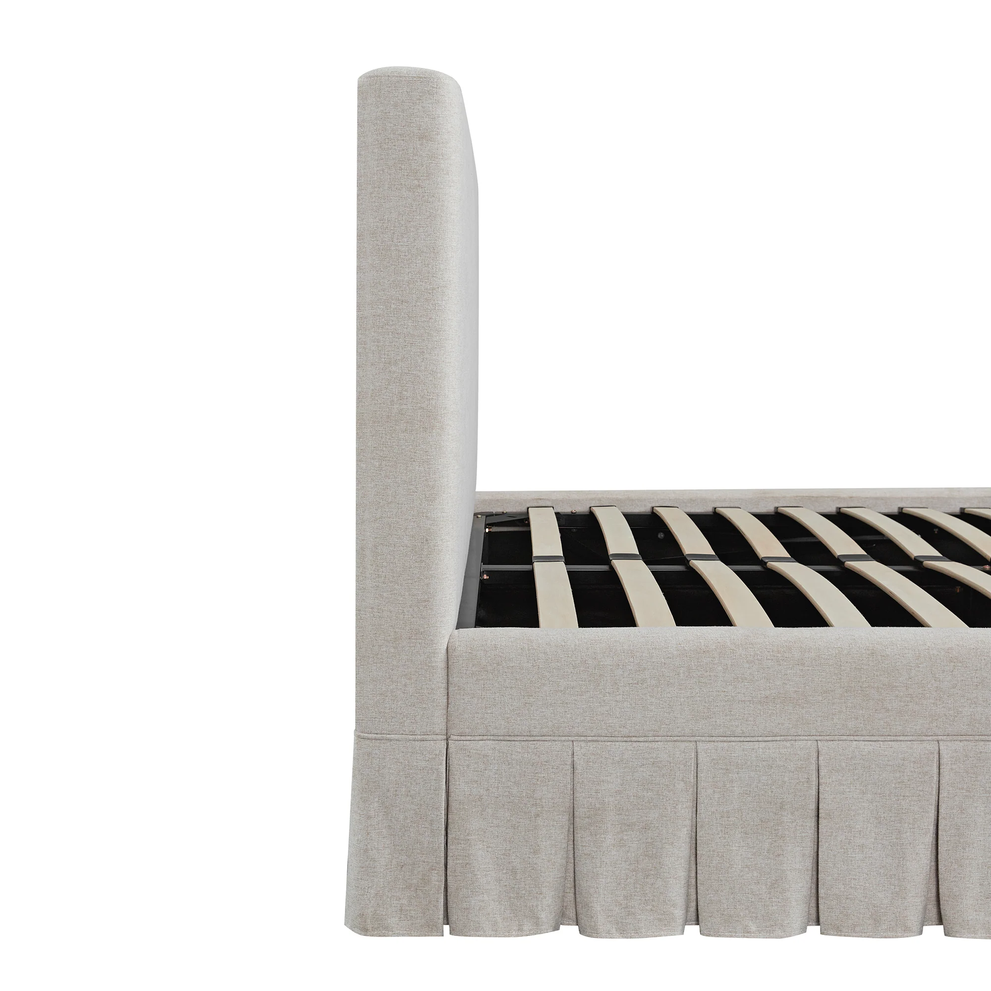 Egerton Box-Pleat Ottoman Storage Bed, Oatmeal Brushed Fabric - Image 19