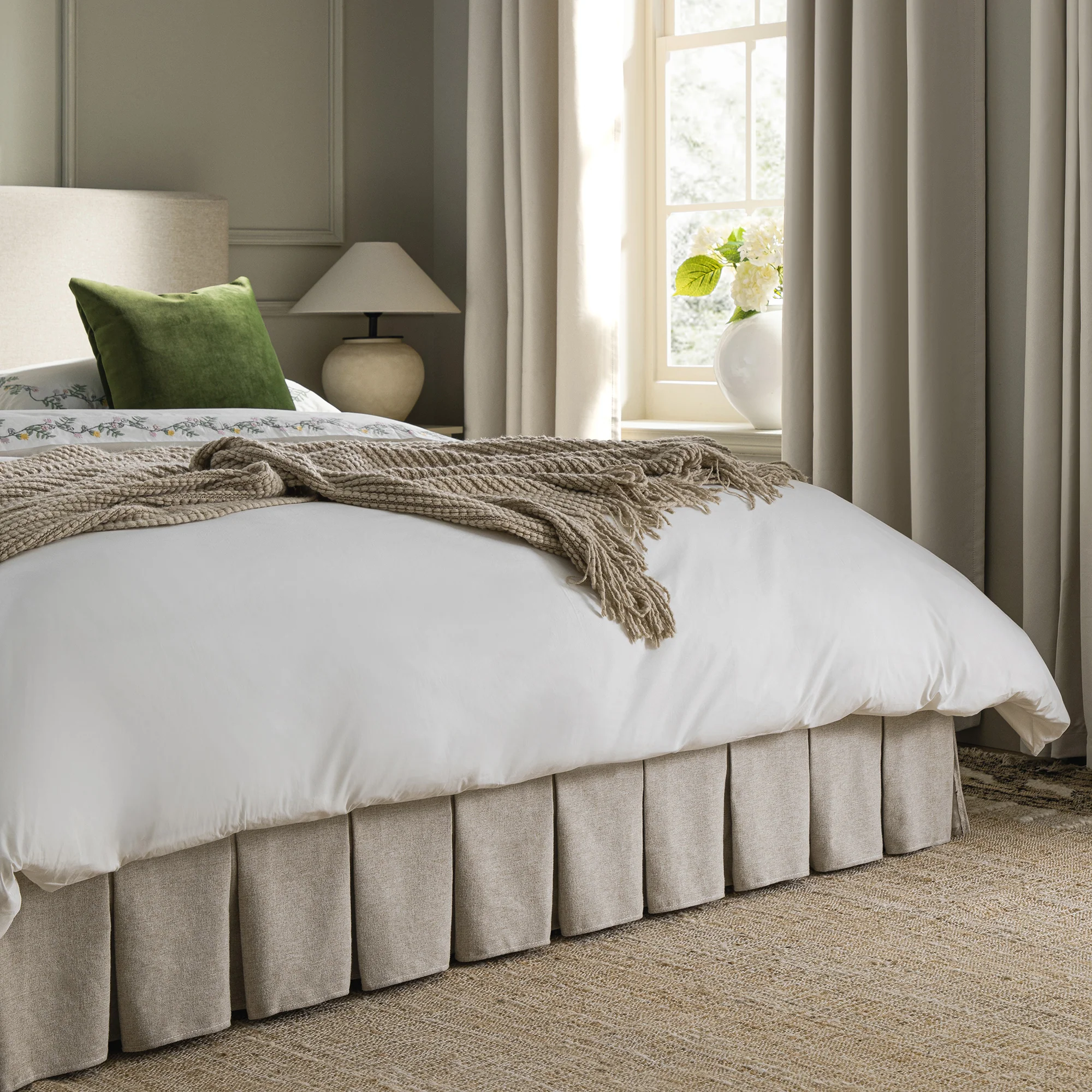 Egerton Box-Pleat Ottoman Storage Bed, Oatmeal Brushed Fabric - Image 6