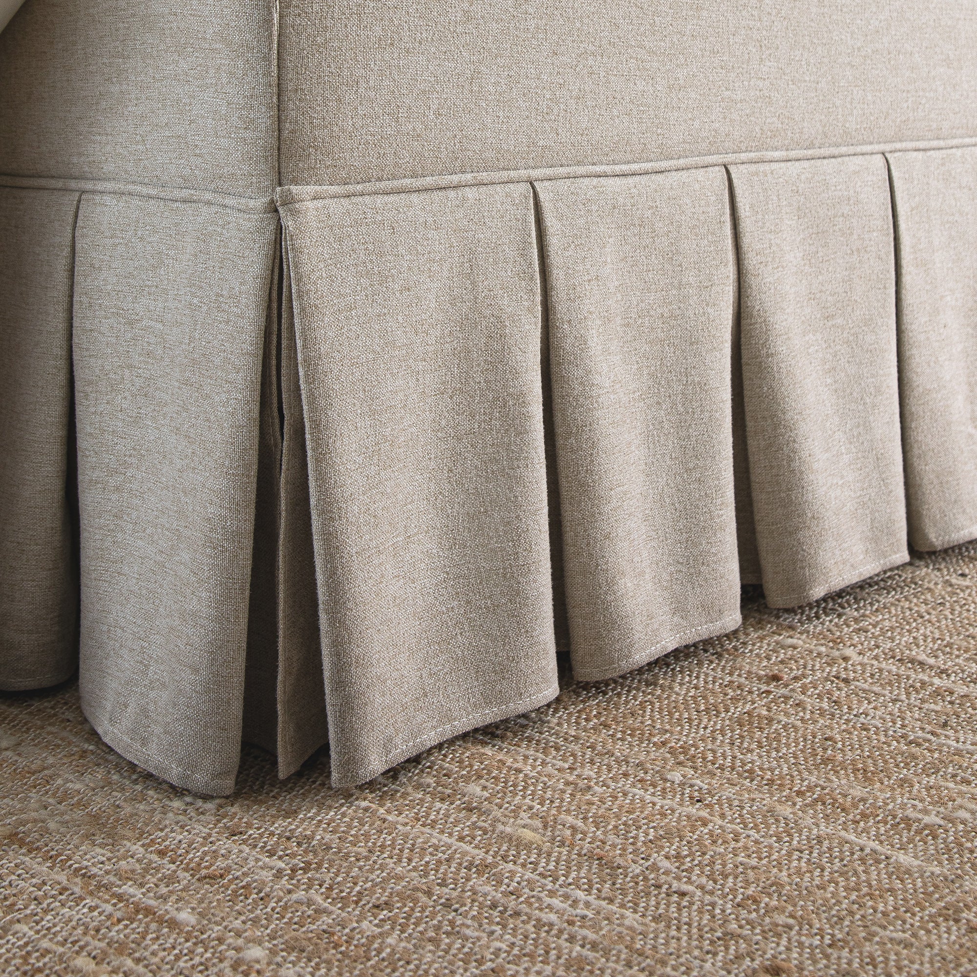 Egerton Box-Pleat Ottoman Storage Bed, Oatmeal Brushed Fabric - Image 9