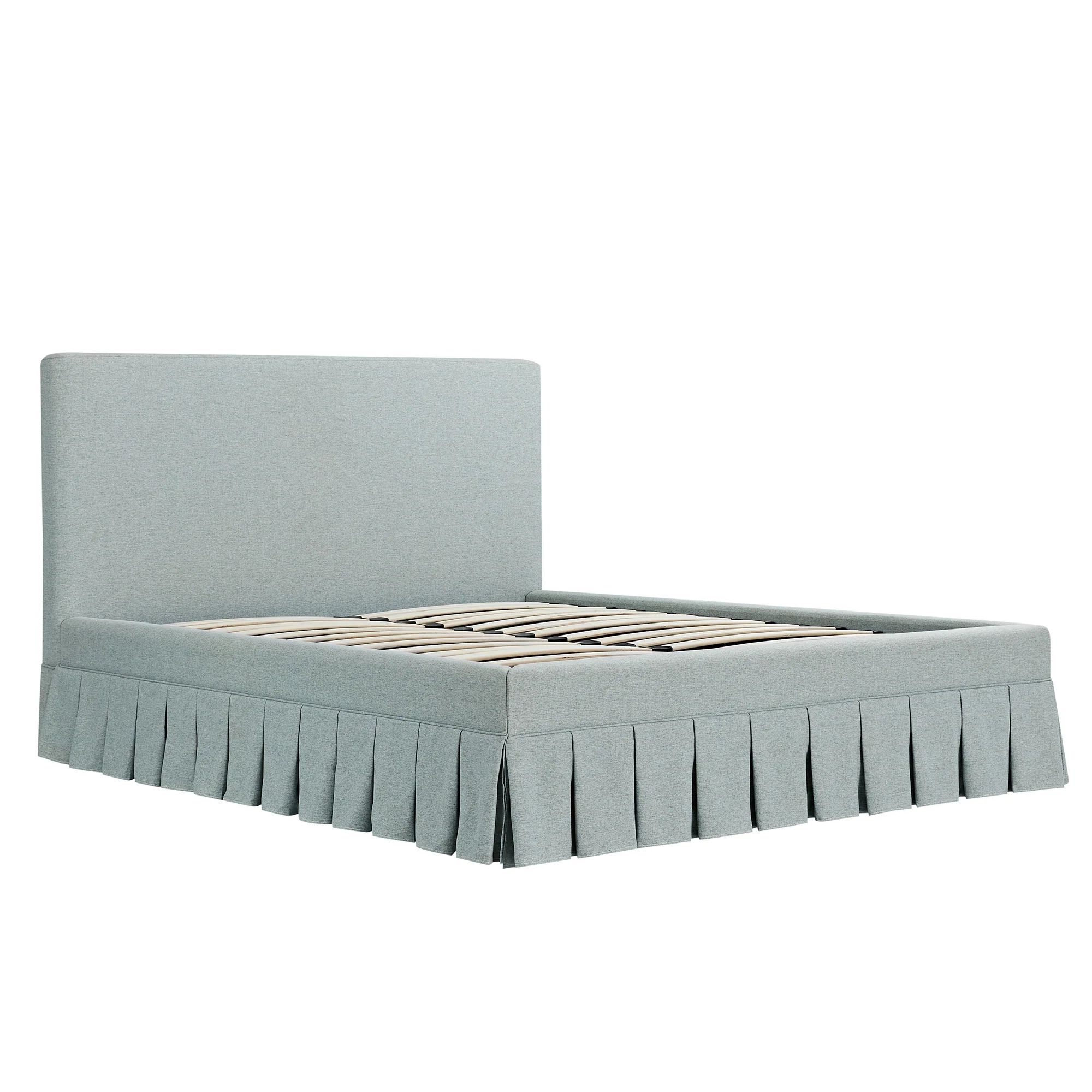 Egerton Box-Pleat Ottoman Storage Bed, Pale Aqua Brushed Fabric - Image 10
