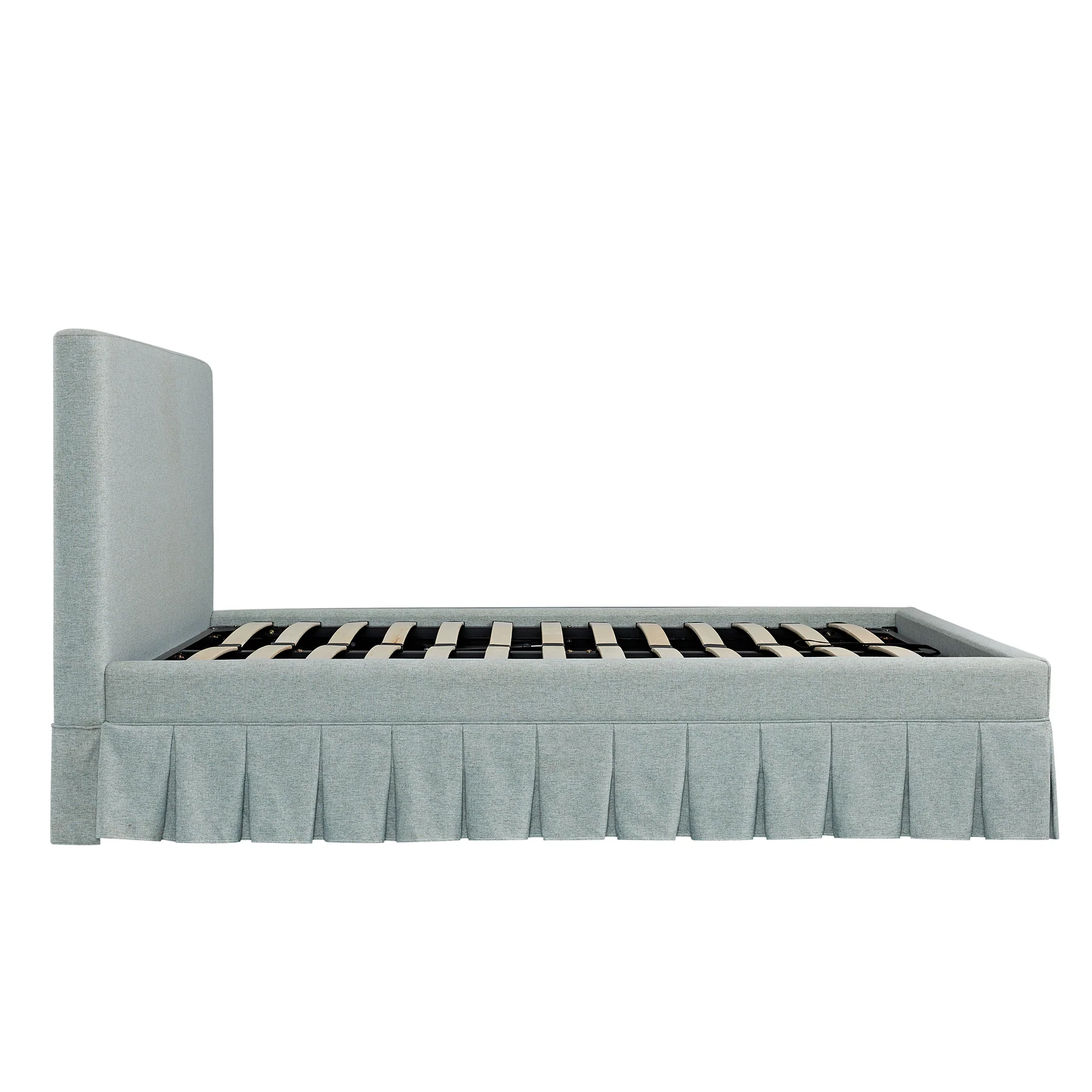 Egerton Box-Pleat Ottoman Storage Bed, Pale Aqua Brushed Fabric - Image 14