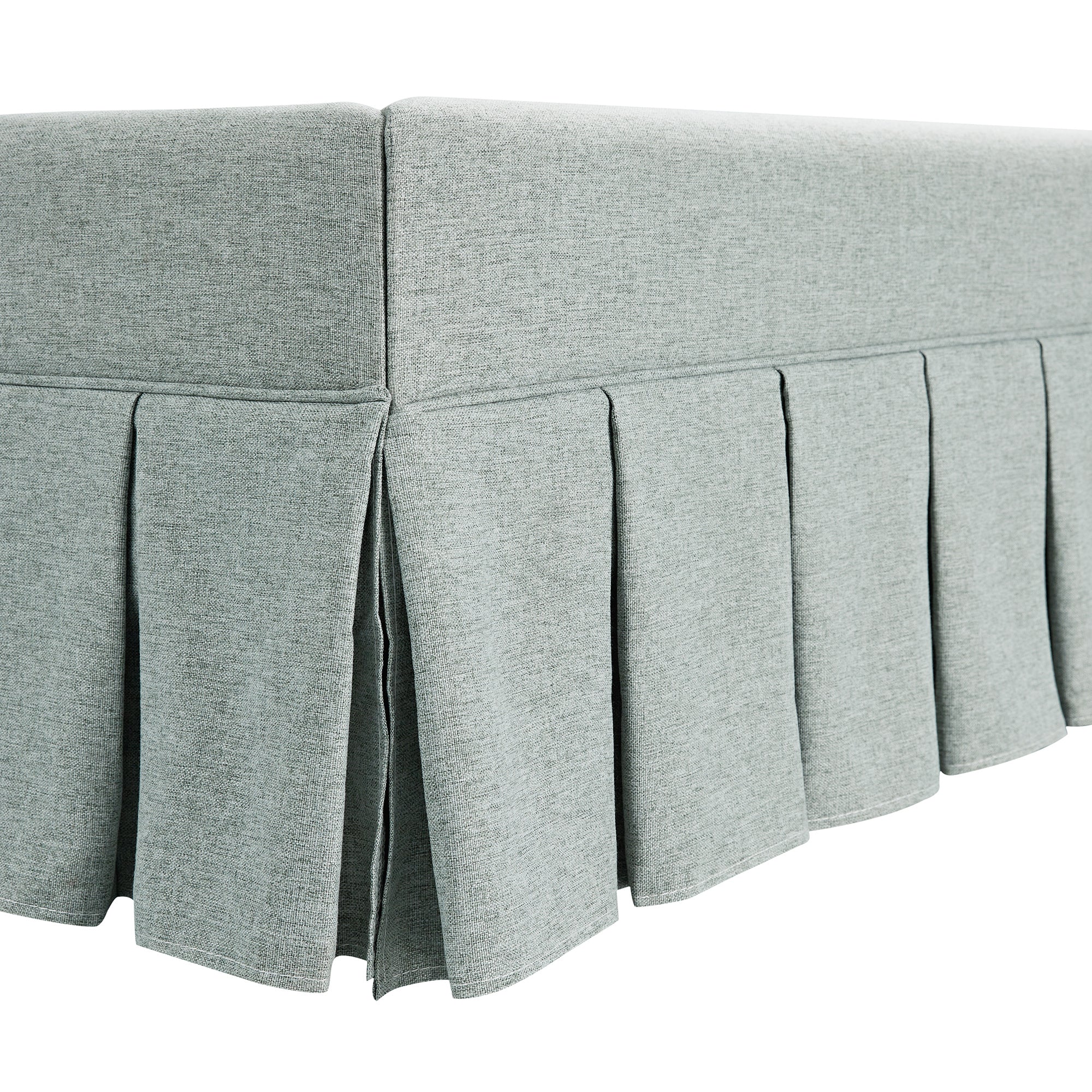 Egerton Box-Pleat Ottoman Storage Bed, Pale Aqua Brushed Fabric - Image 16