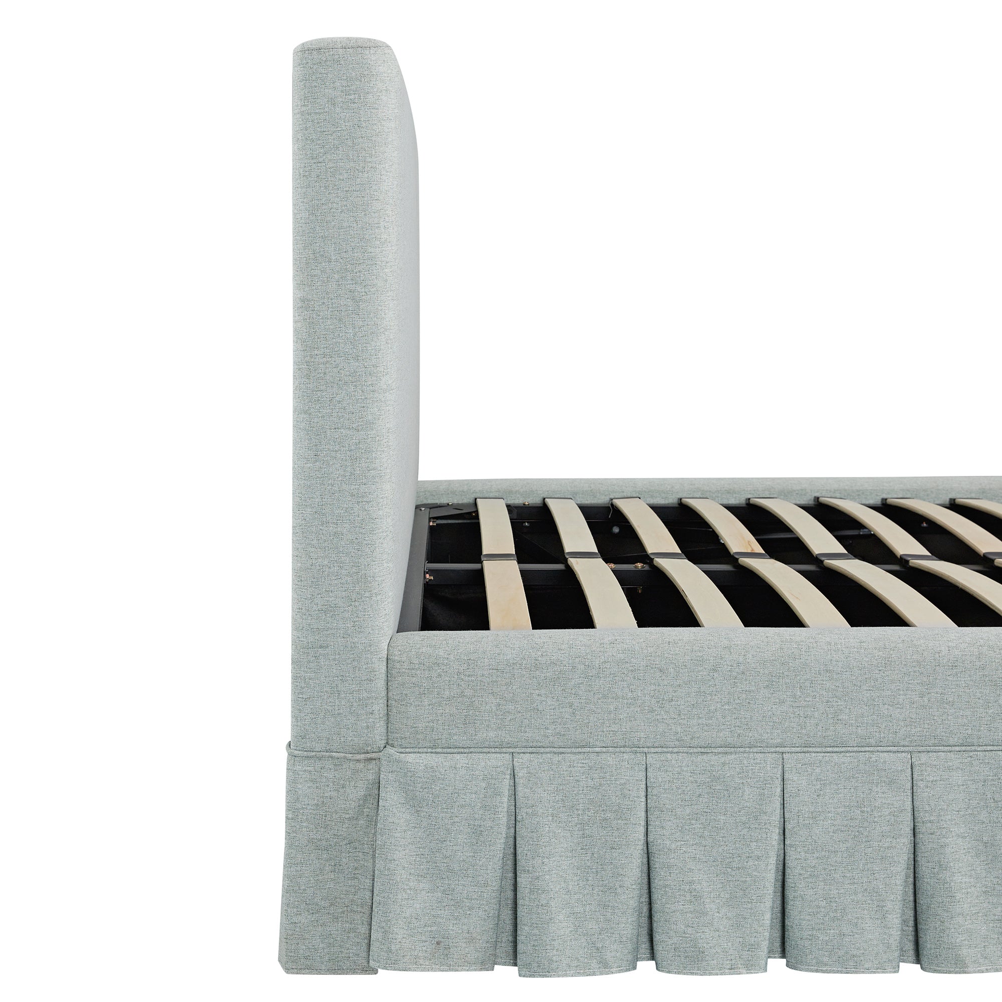 Egerton Box-Pleat Ottoman Storage Bed, Pale Aqua Brushed Fabric - Image 18