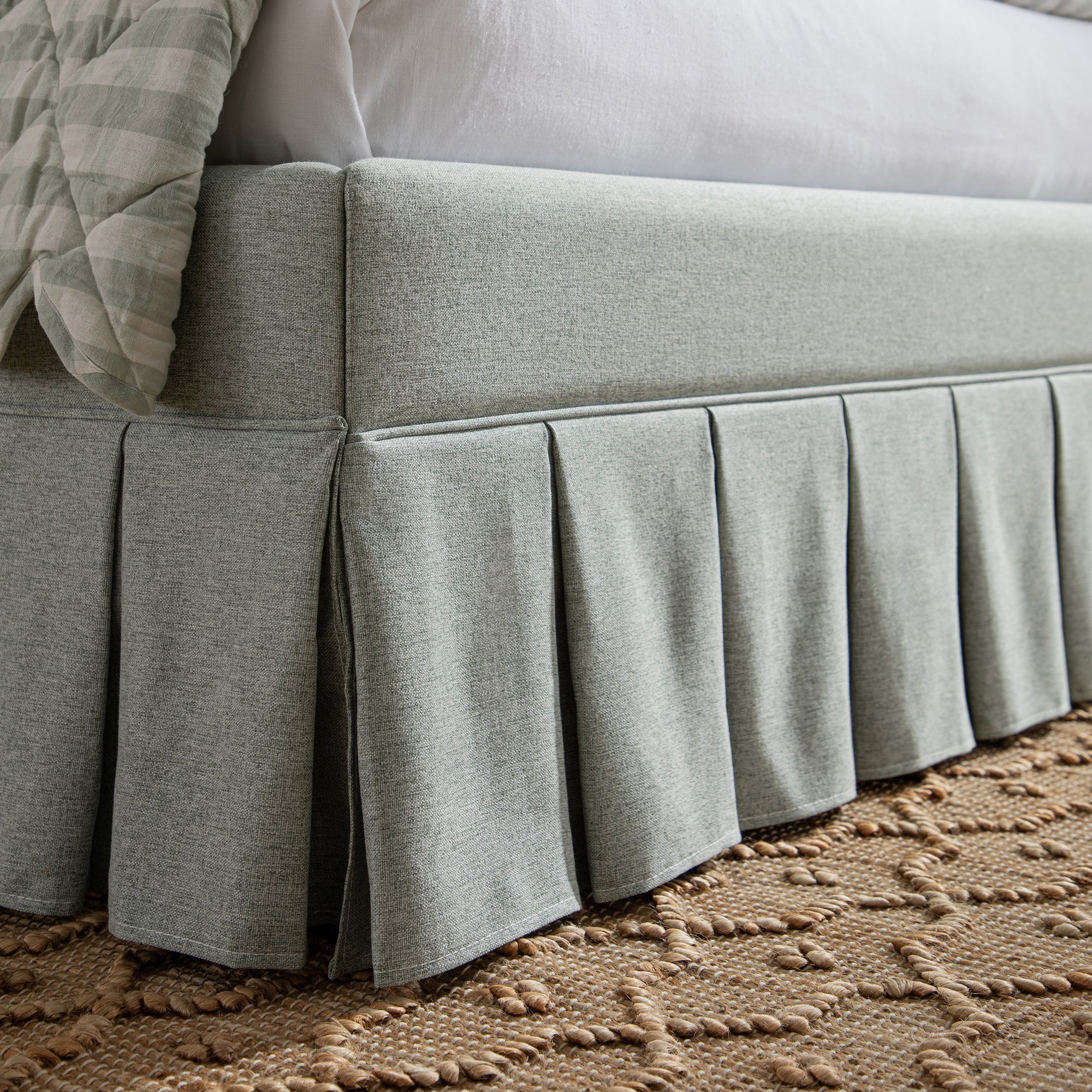 Egerton Box-Pleat Ottoman Storage Bed, Pale Aqua Brushed Fabric - Image 8
