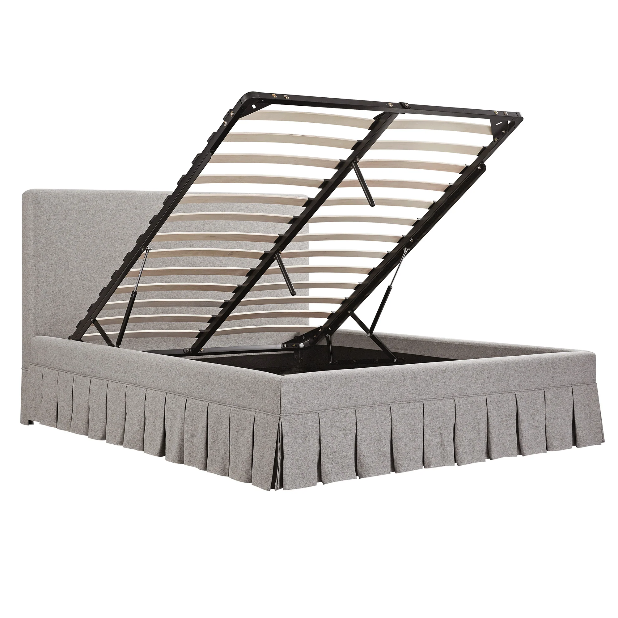 Egerton Box-Pleat Ottoman Storage Bed, Stone Brushed Fabric - Image 10