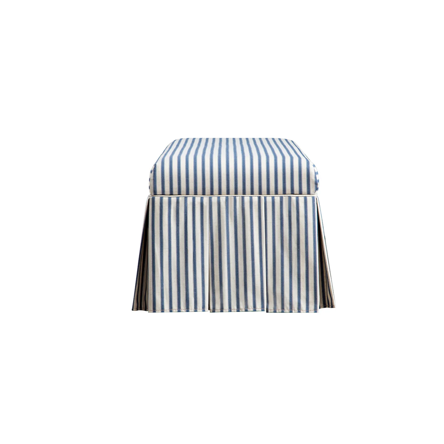 Egerton Box-Pleat Storage Bench, Blue Striped Linen - Image 13