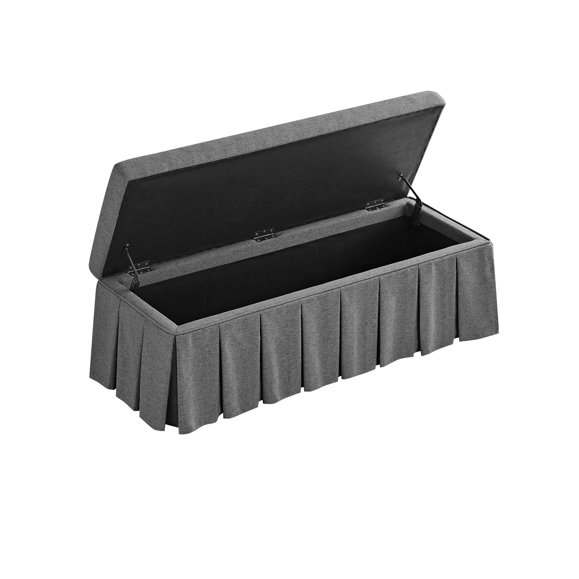 Egerton Box-Pleat Storage Bench, Charcoal Brushed Fabric - Image 11