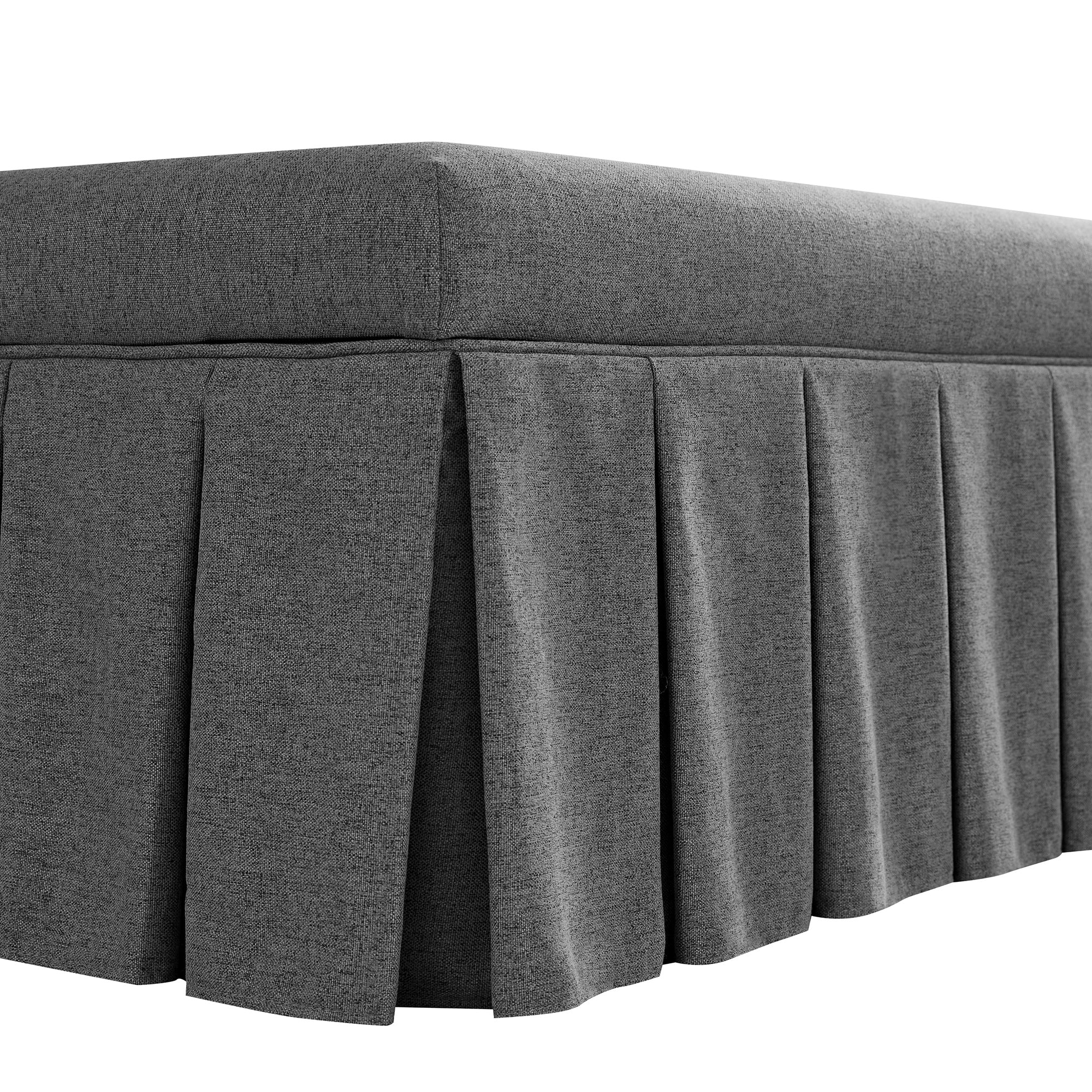 Egerton Box-Pleat Storage Bench, Charcoal Brushed Fabric - Image 13
