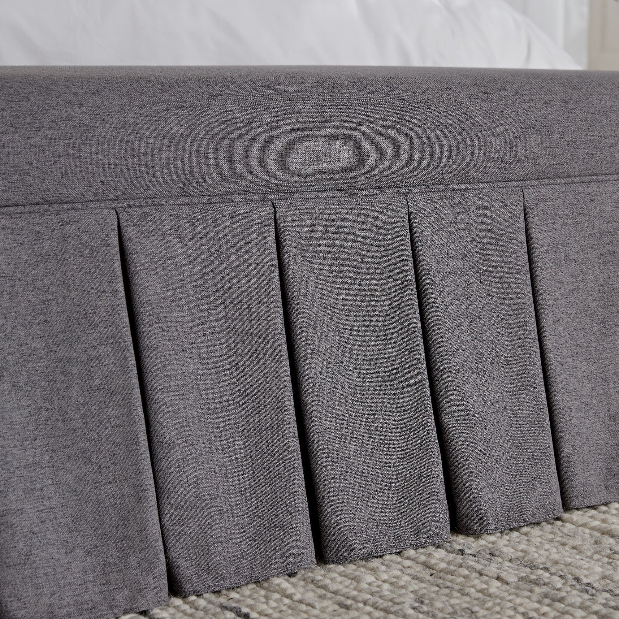 Egerton Box-Pleat Storage Bench, Charcoal Brushed Fabric - Image 6