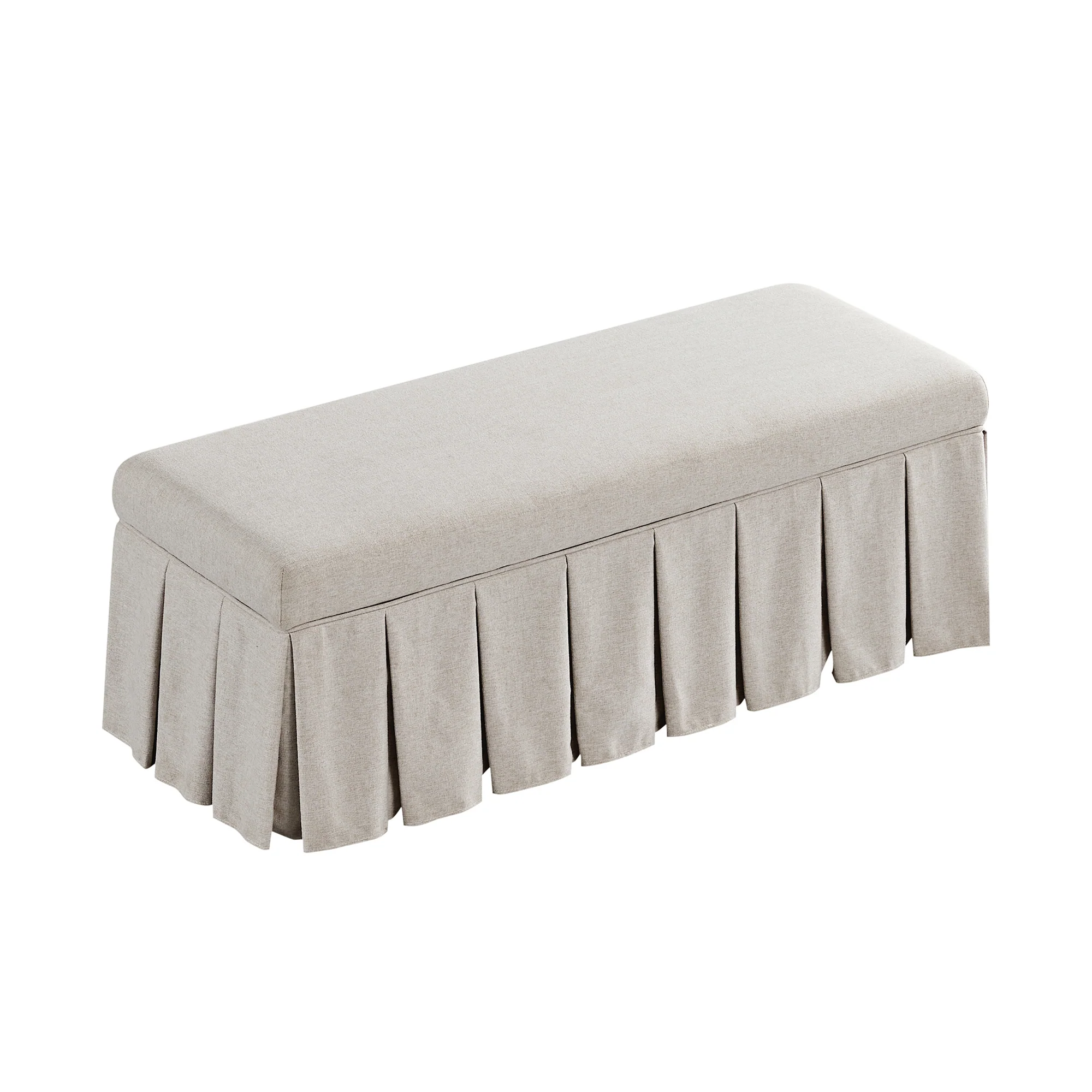 Egerton Box-Pleat Storage Bench, Oatmeal Brushed Fabric - Image 11