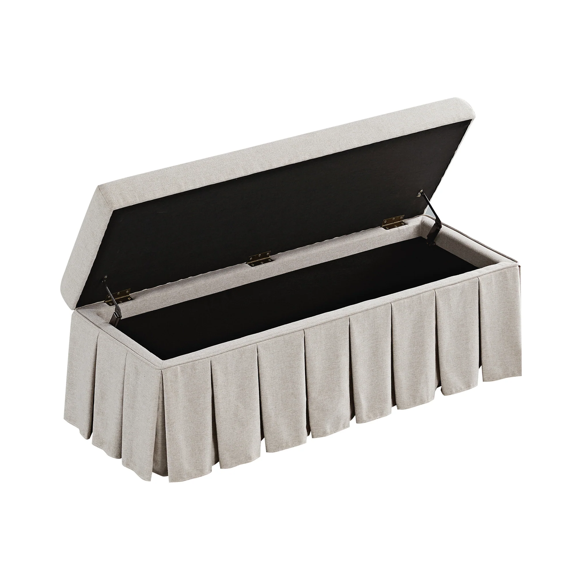 Egerton Box-Pleat Storage Bench, Oatmeal Brushed Fabric - Image 12