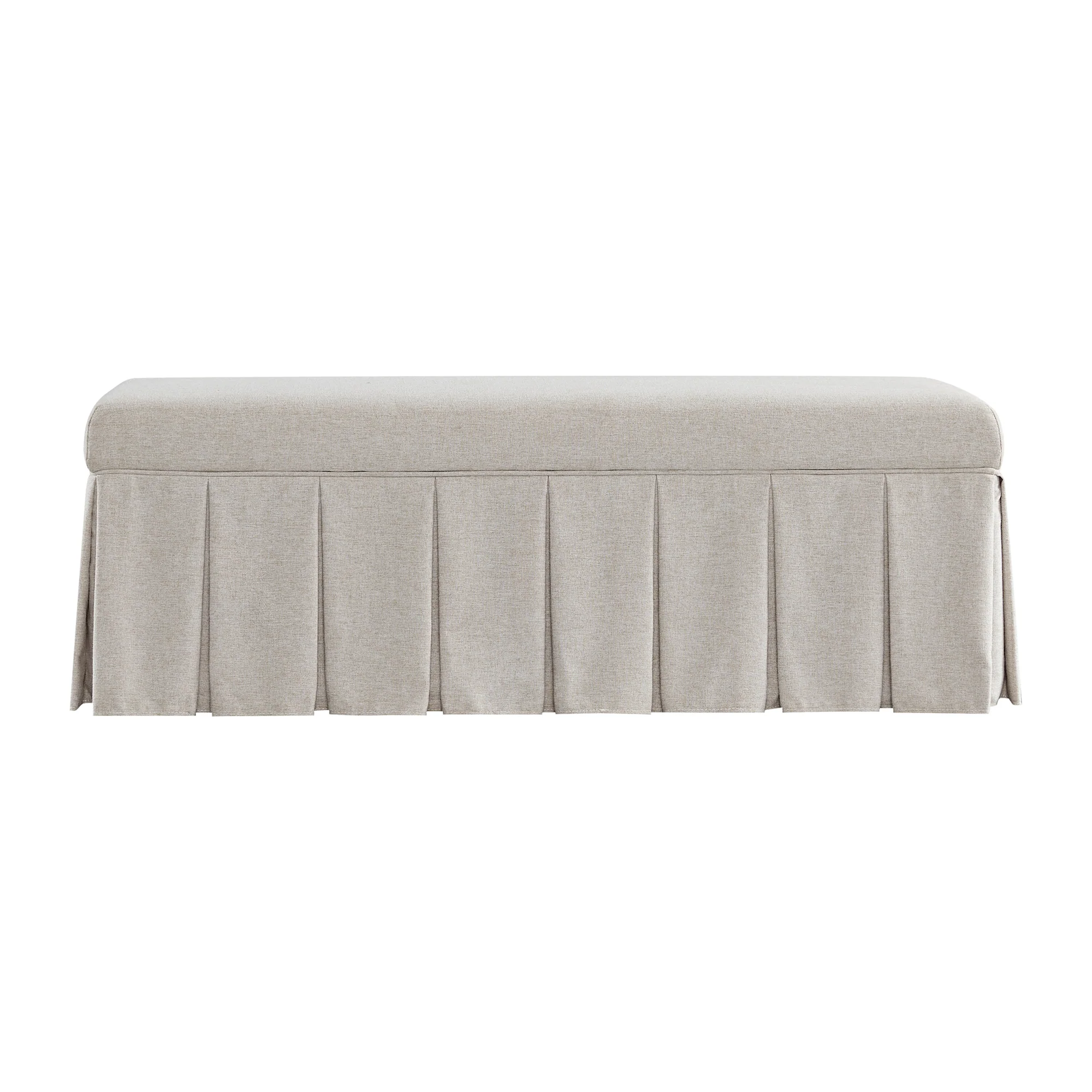 Egerton Box-Pleat Storage Bench, Oatmeal Brushed Fabric - Image 8