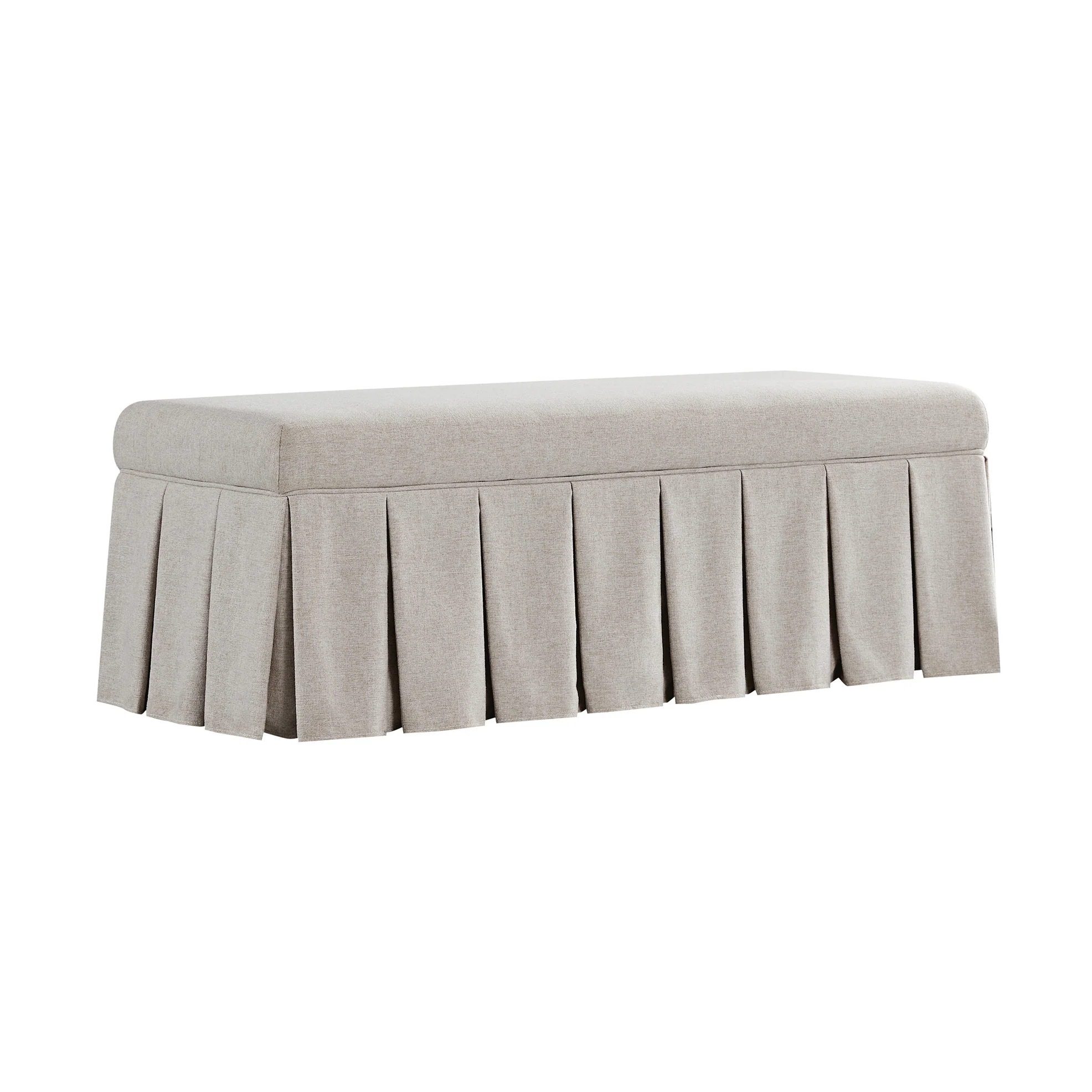 Egerton Box-Pleat Storage Bench, Oatmeal Brushed Fabric - Image 9