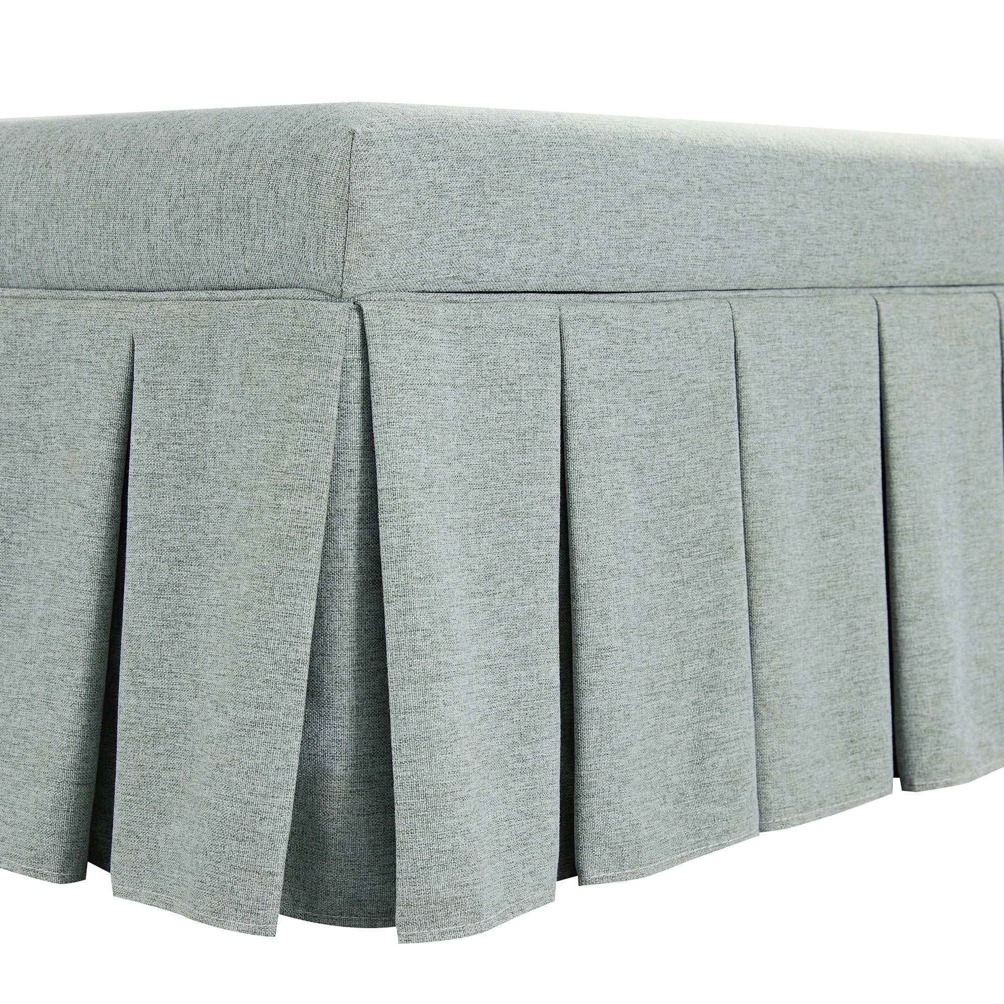 Egerton Box-Pleat Storage Bench, Pale Aqua Brushed Fabric - Image 13