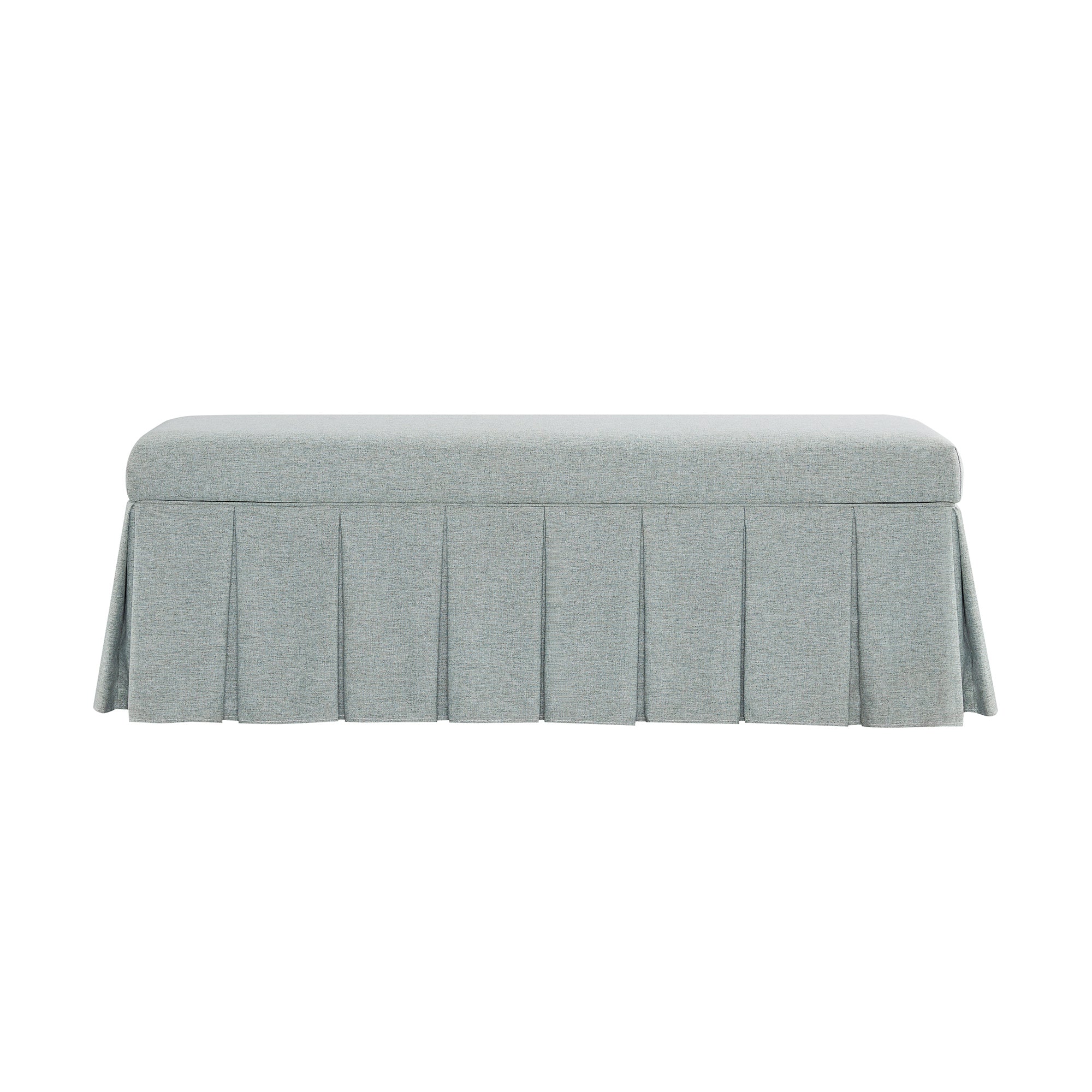 Egerton Box-Pleat Storage Bench, Pale Aqua Brushed Fabric - Image 6