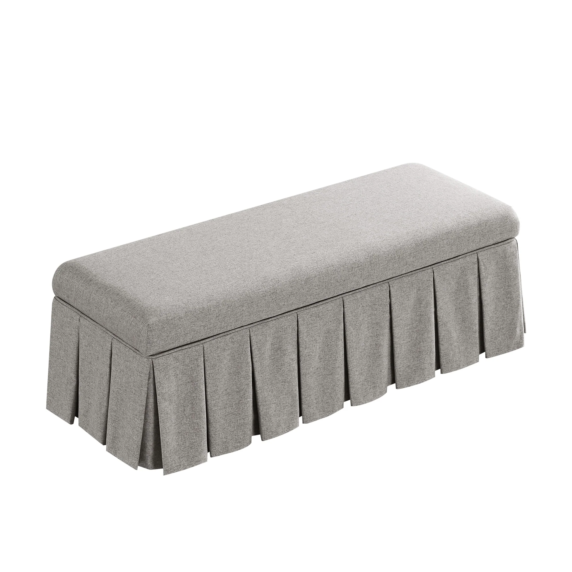 Egerton Box-Pleat Storage Bench, Stone Brushed Fabric - Image 10