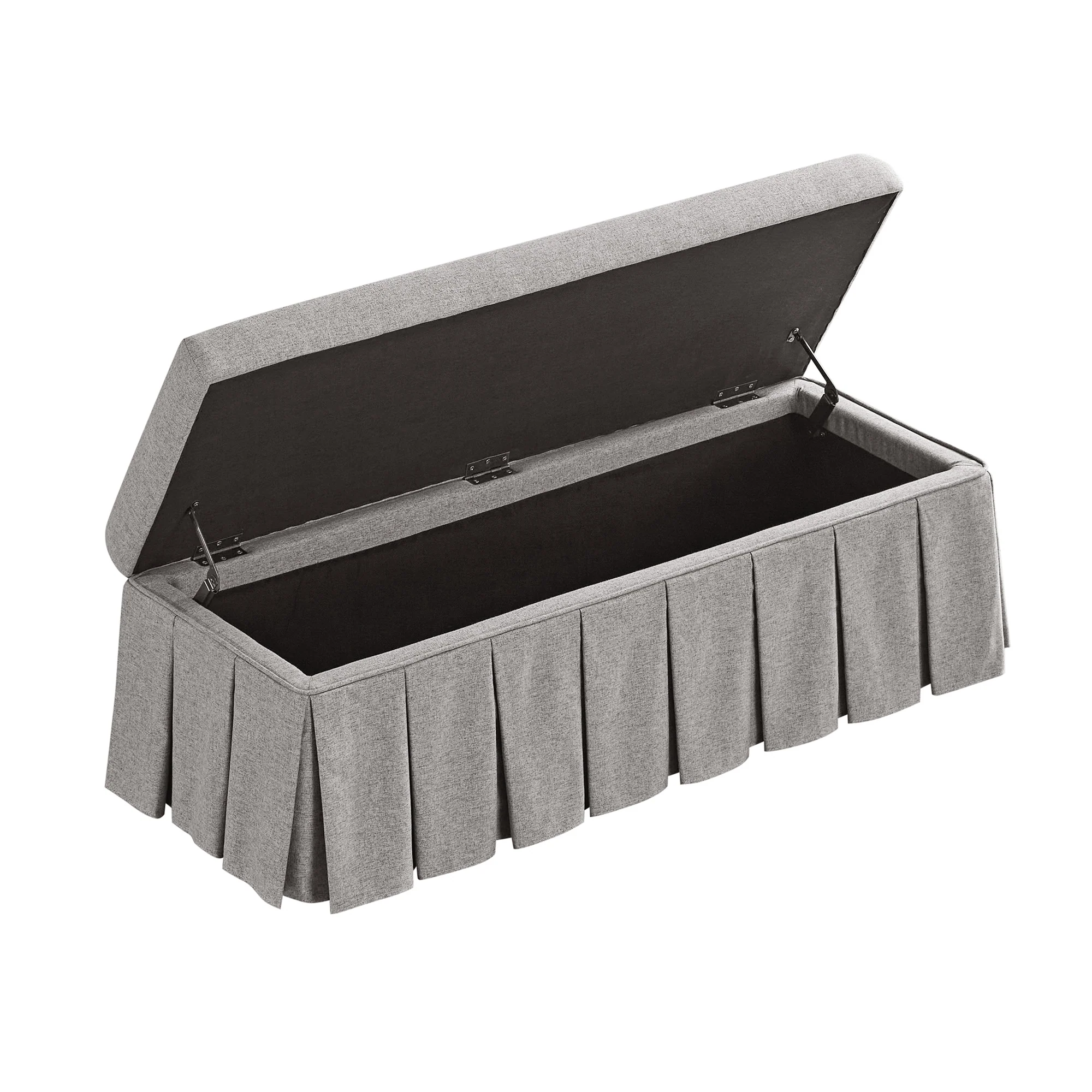 Egerton Box-Pleat Storage Bench, Stone Brushed Fabric - Image 11