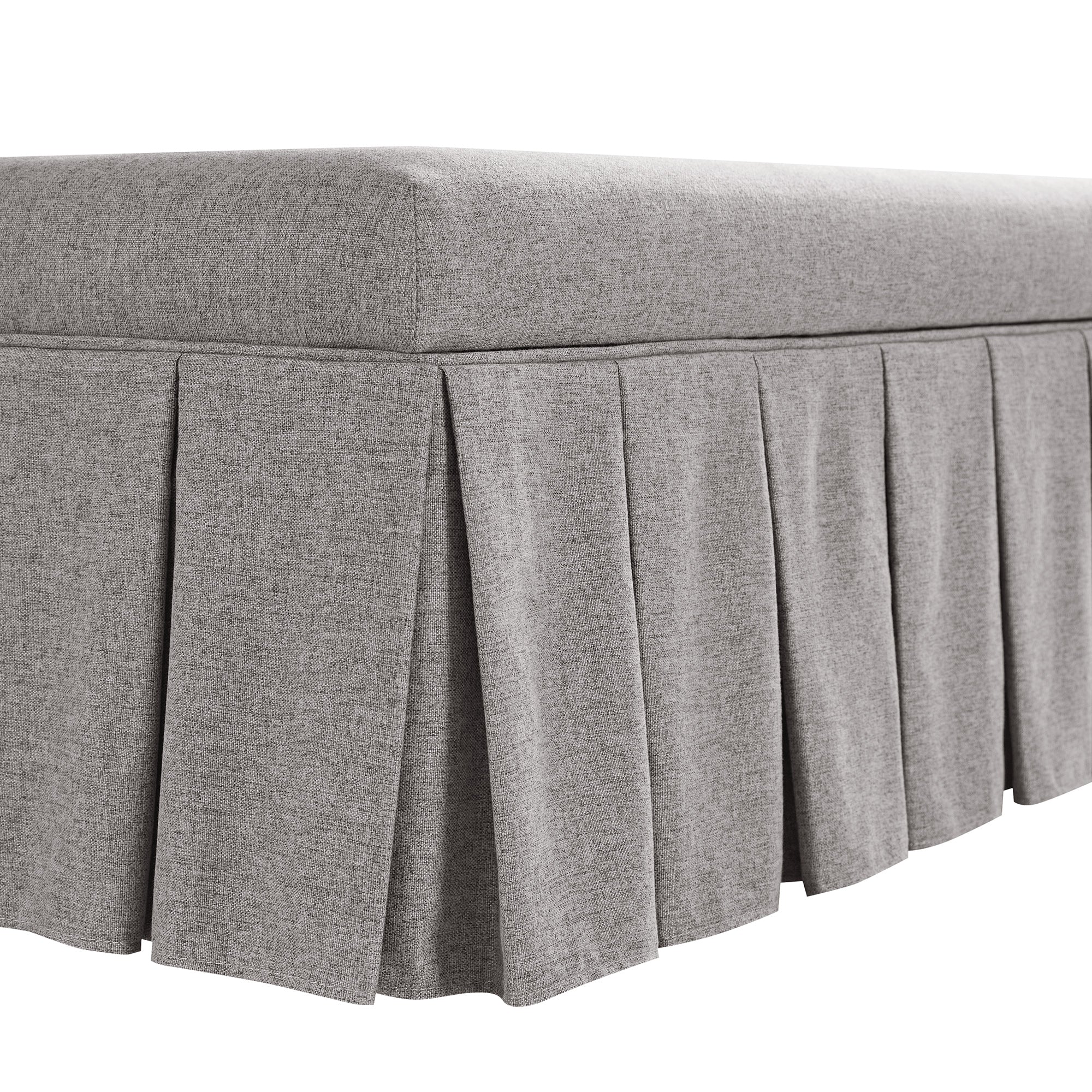 Egerton Box-Pleat Storage Bench, Stone Brushed Fabric - Image 13