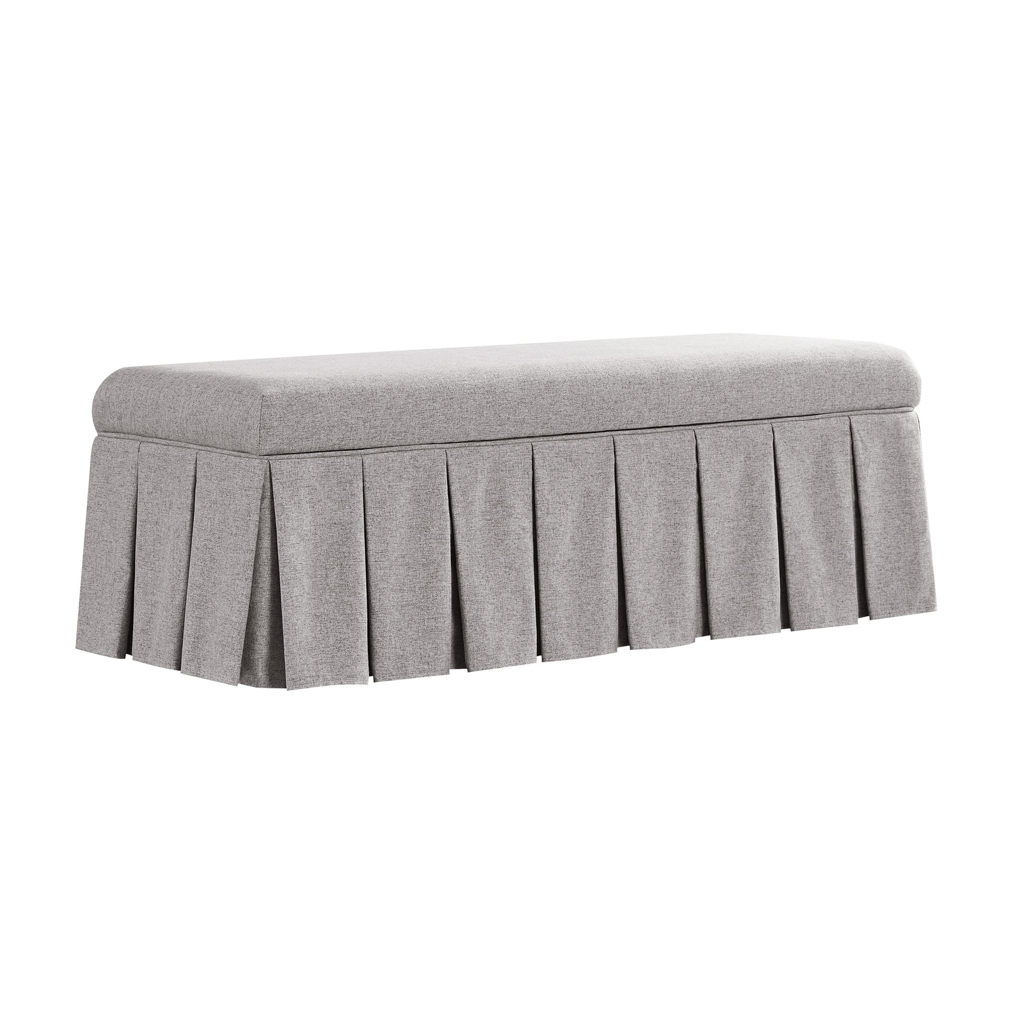 Egerton Box-Pleat Storage Bench, Stone Brushed Fabric - Image 8