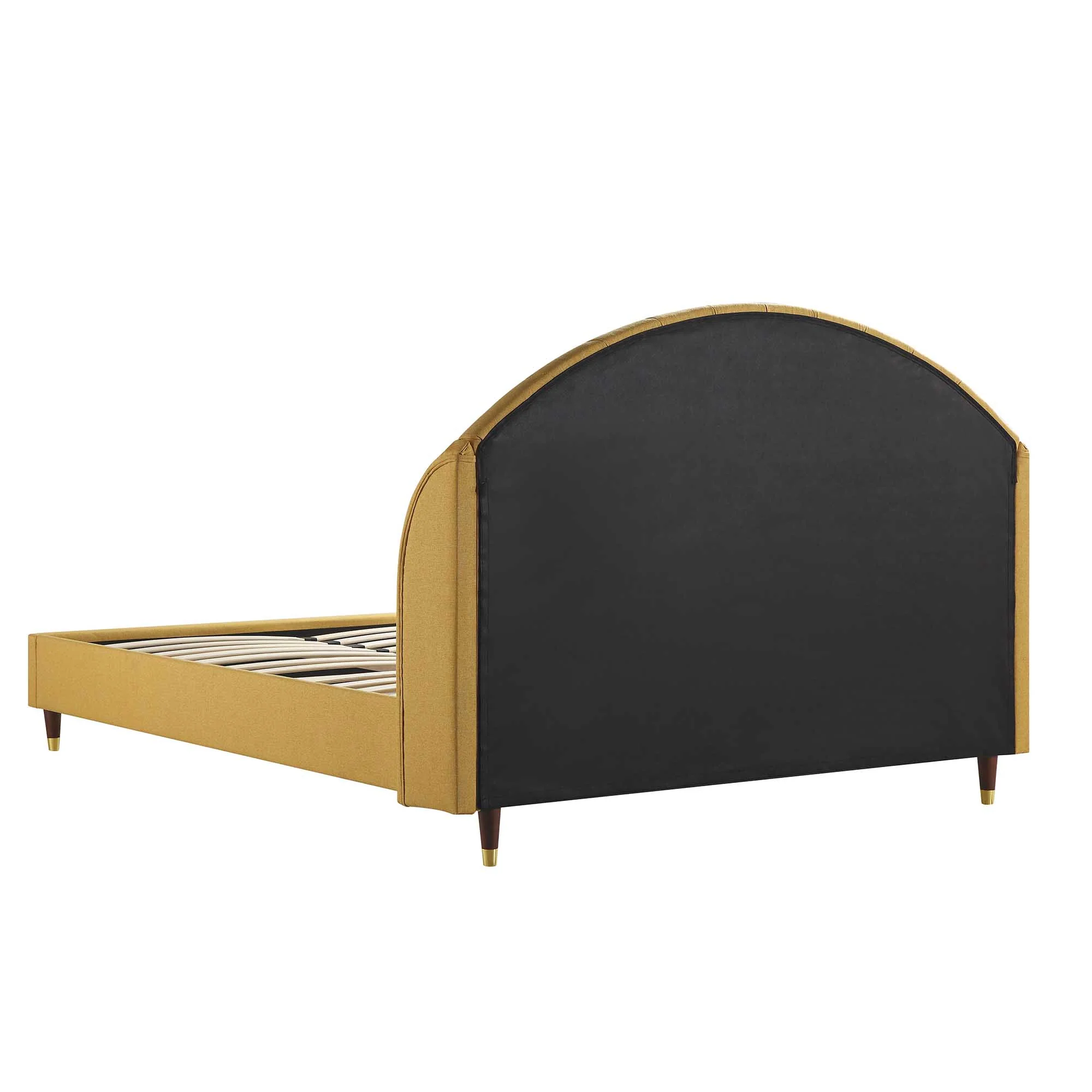 Eleanor Sunflower Yellow Fabric Upholstered Bed Frame with Domed Headboard - Image 10