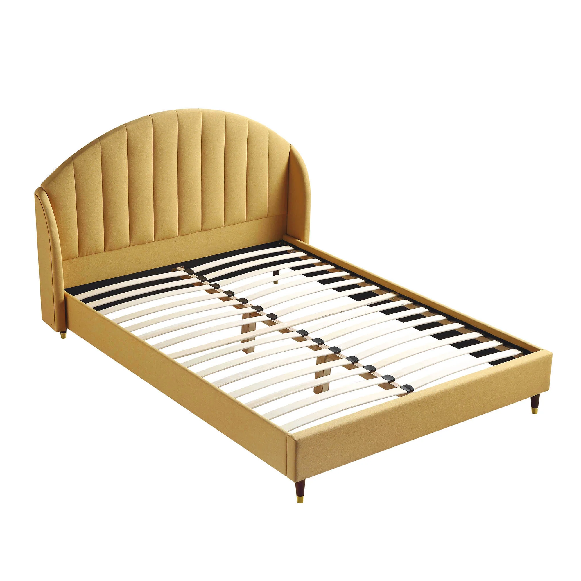Eleanor Sunflower Yellow Fabric Upholstered Bed Frame with Domed Headboard - Image 8