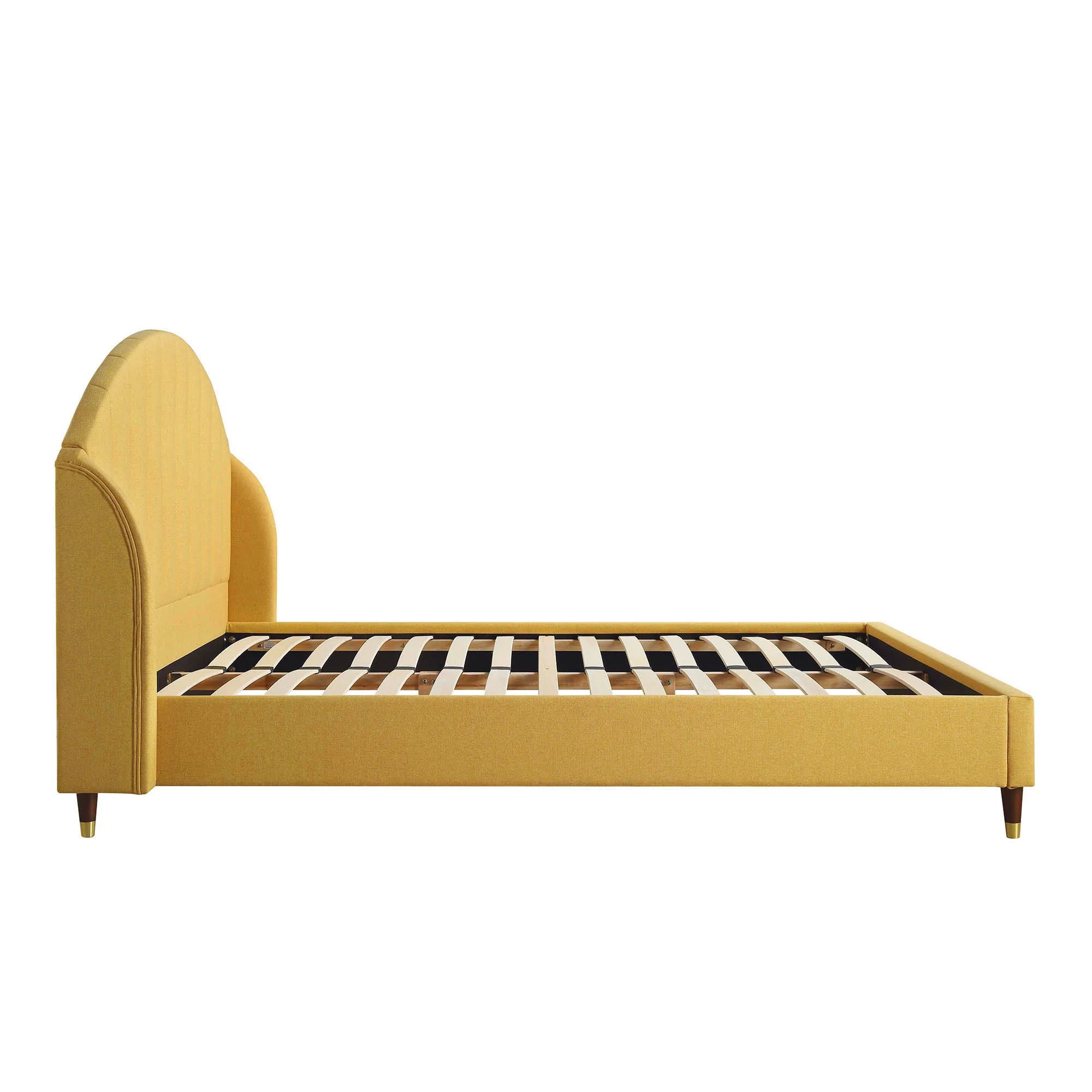 Eleanor Sunflower Yellow Fabric Upholstered Bed Frame with Domed Headboard - Image 9