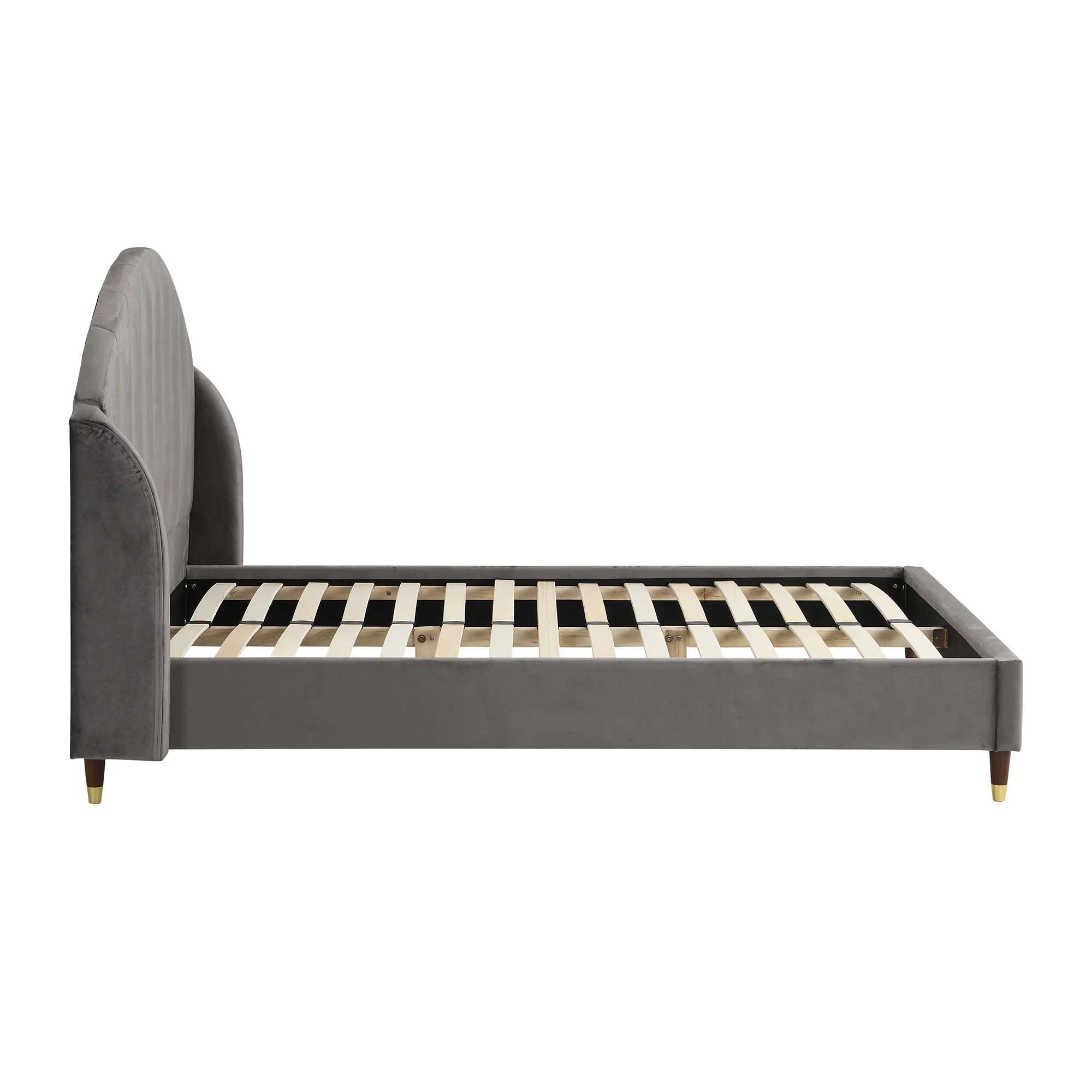 Eleanor Grey Velvet Upholstered Bed Frame with Domed Headboard - Image 6