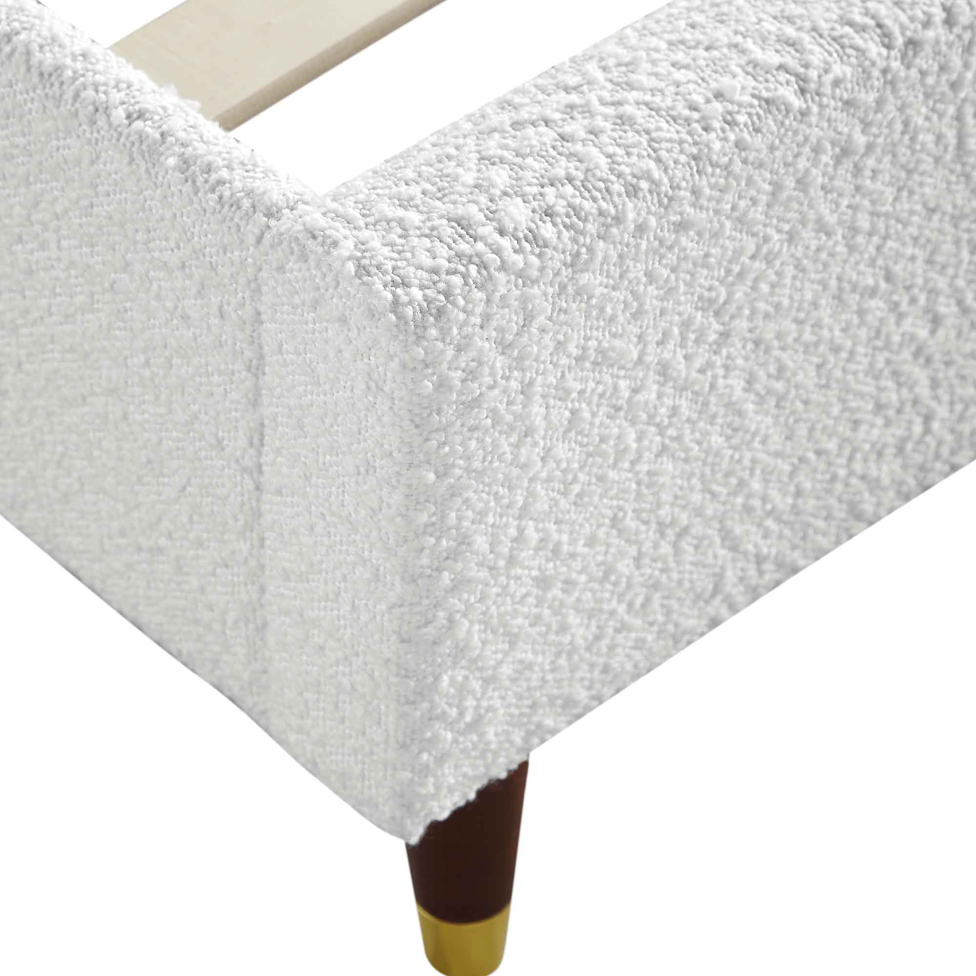 Eleanor White Boucle Upholstered Bed Frame with Domed Headboard - Image 12