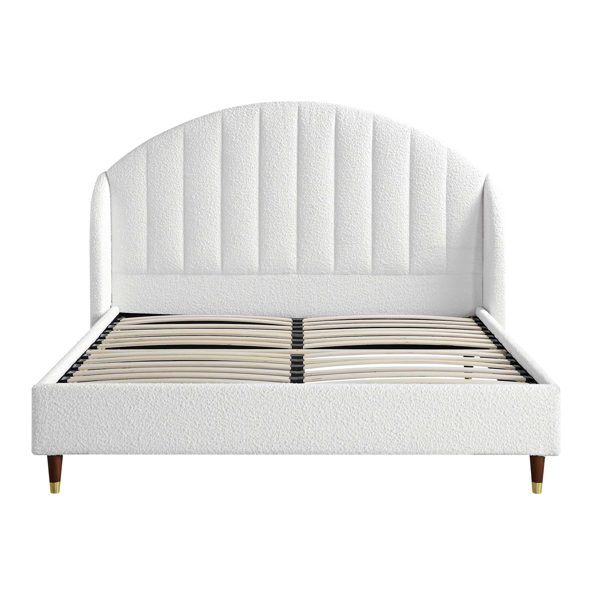 Eleanor White Boucle Upholstered Bed Frame with Domed Headboard - Image 4
