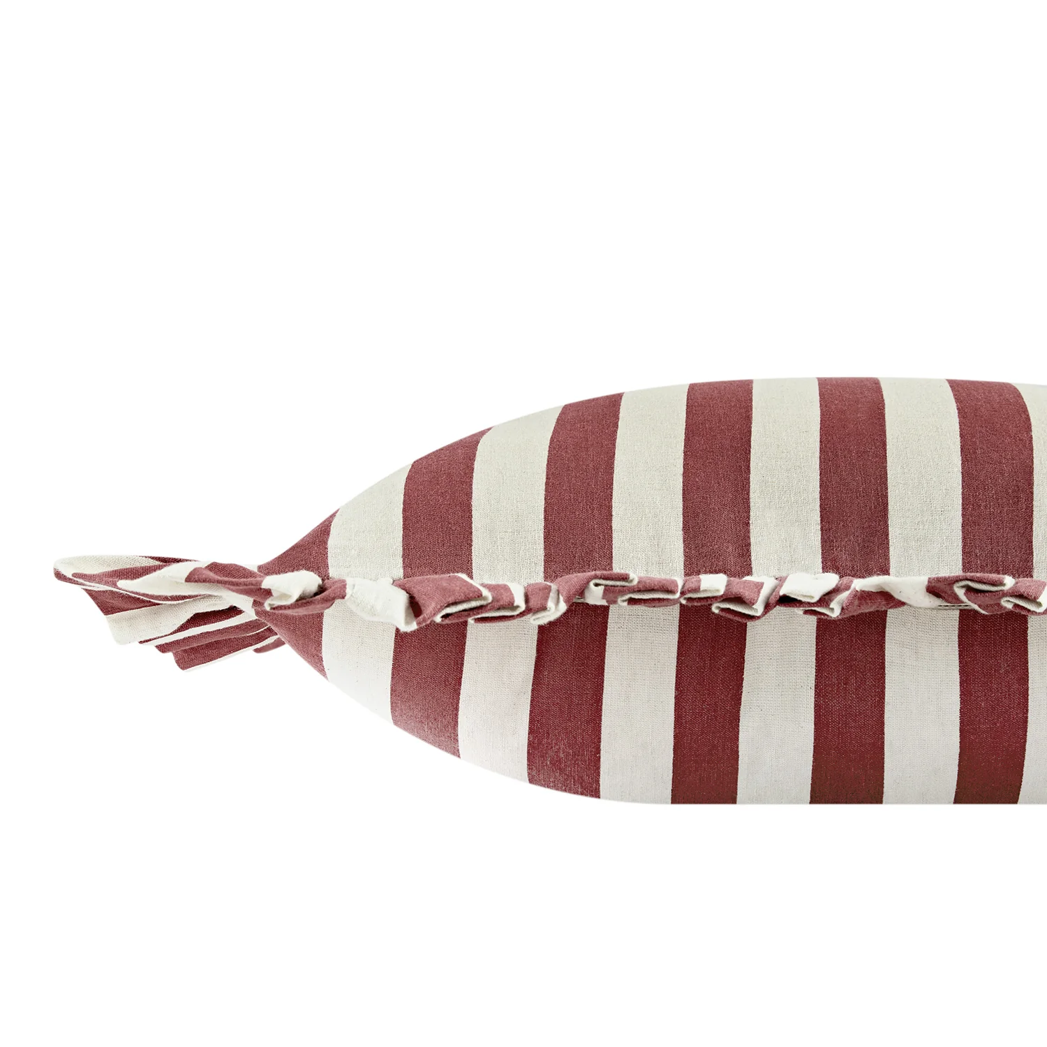 Eliza Scarlet Red Striped Ruffle Linen Blend Cushion - Image 2
